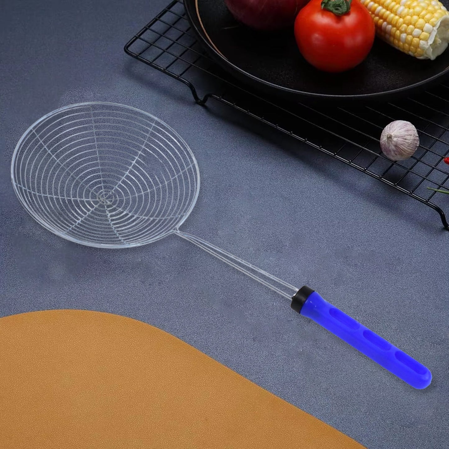 Deep fry strainer made of stainless steel for puris and fried vegetables