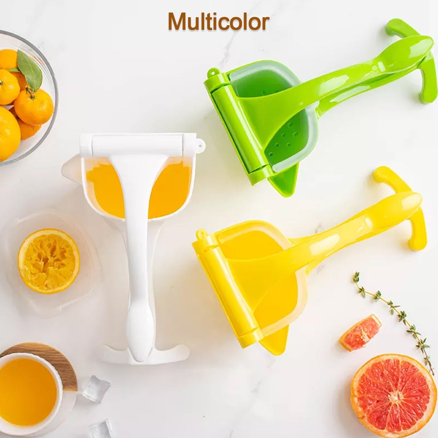 Compact size of the manual juice squeezer, ideal for any kitchen.