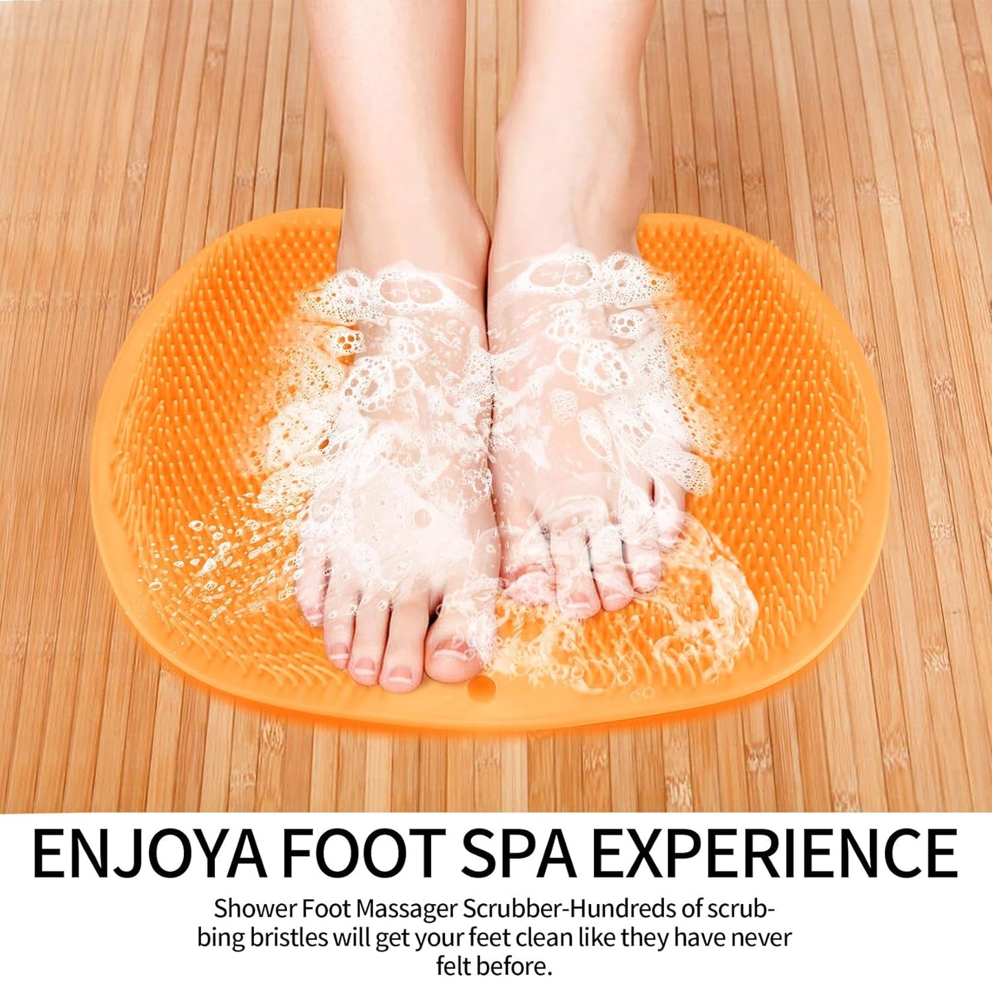 Close-up of silicone bath massage cushion with bristles and suction cups for shower