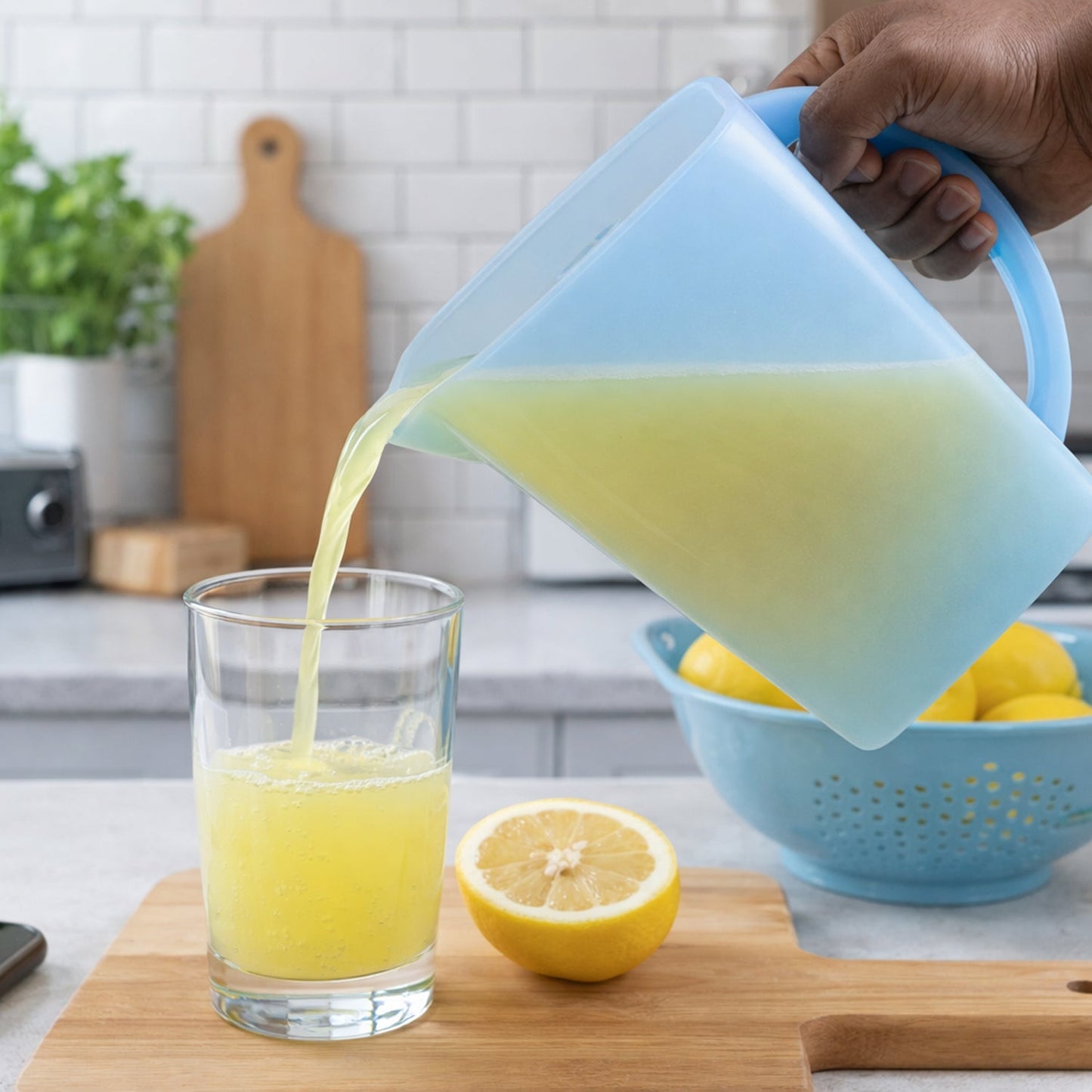 Summer drink serving jug from Easy Cool Lemon Set with lid and handle