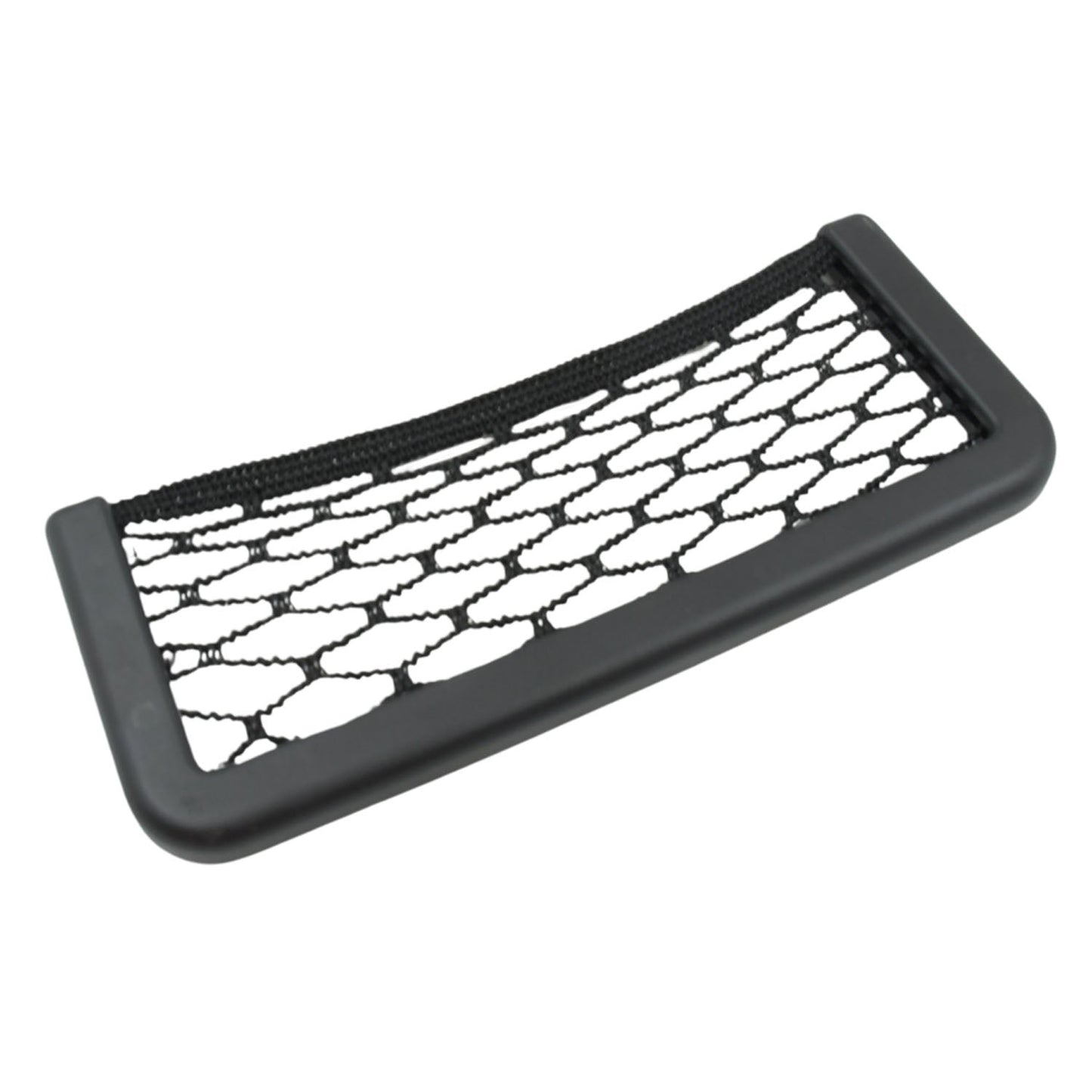 Lifestyle shot of the car seat organizer holding a phone and wallet in a car.