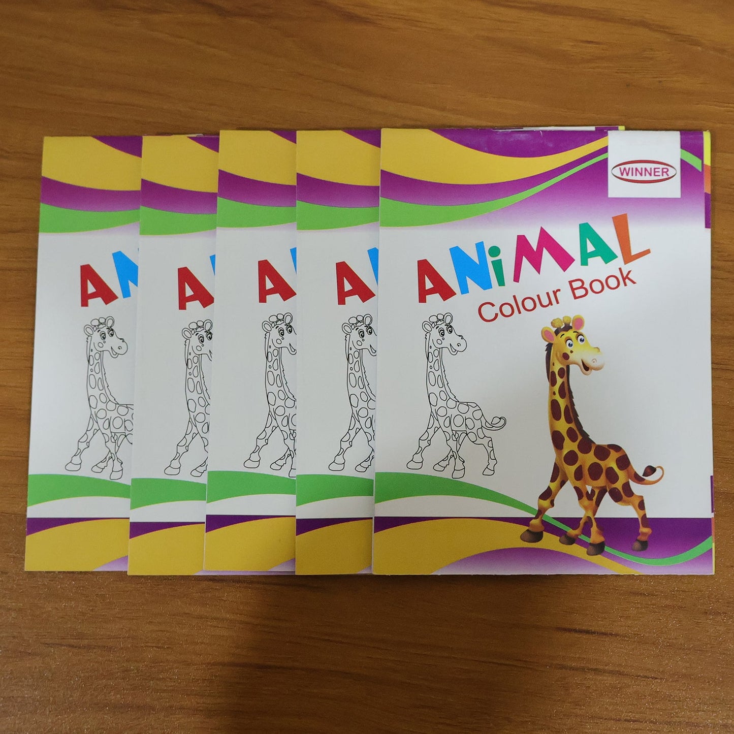 Collection of five animal themed colouring books for kids creative play