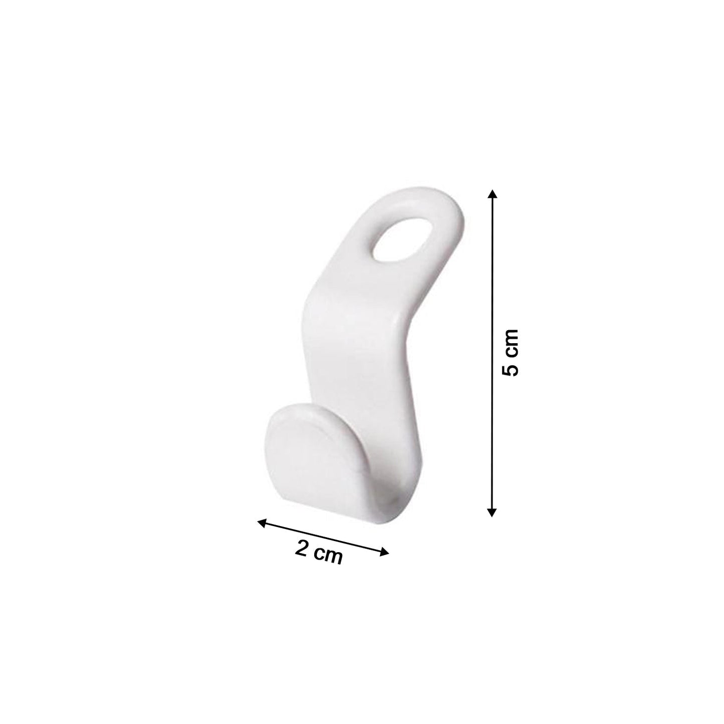 Detailed view of a durable plastic hanger connector hook.