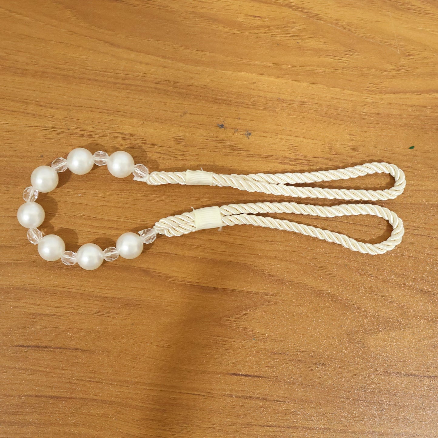 Decorative pearl strap for curtains with crystal accents