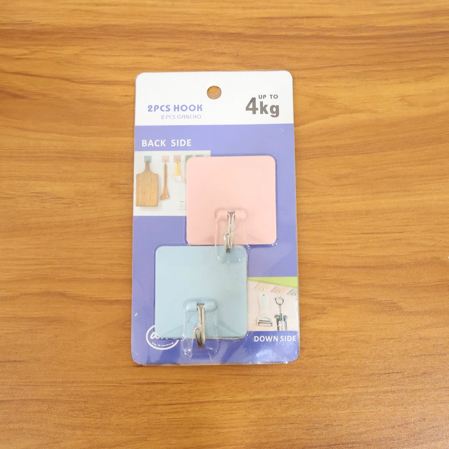 Square-base adhesive wall hook design for hanging essentials