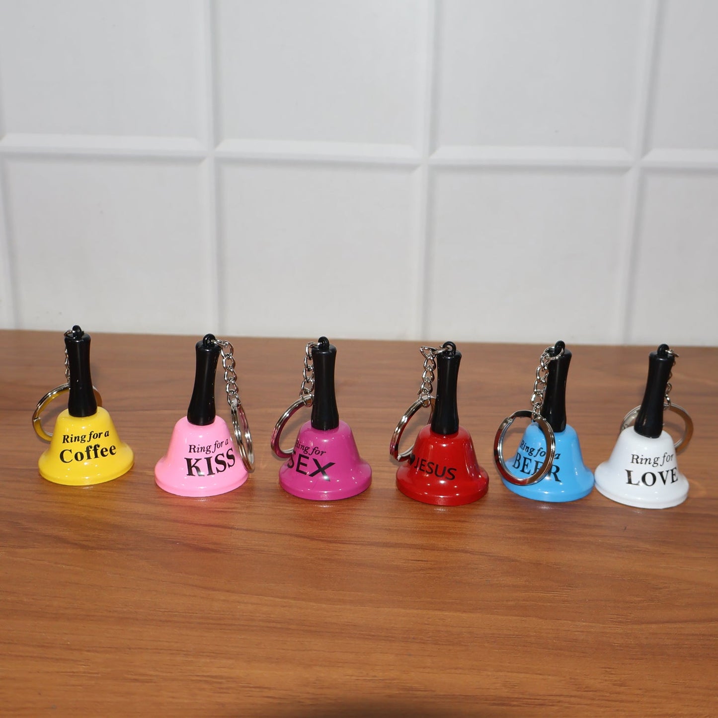 Durable metal 'Ring for Wine' charm keyring