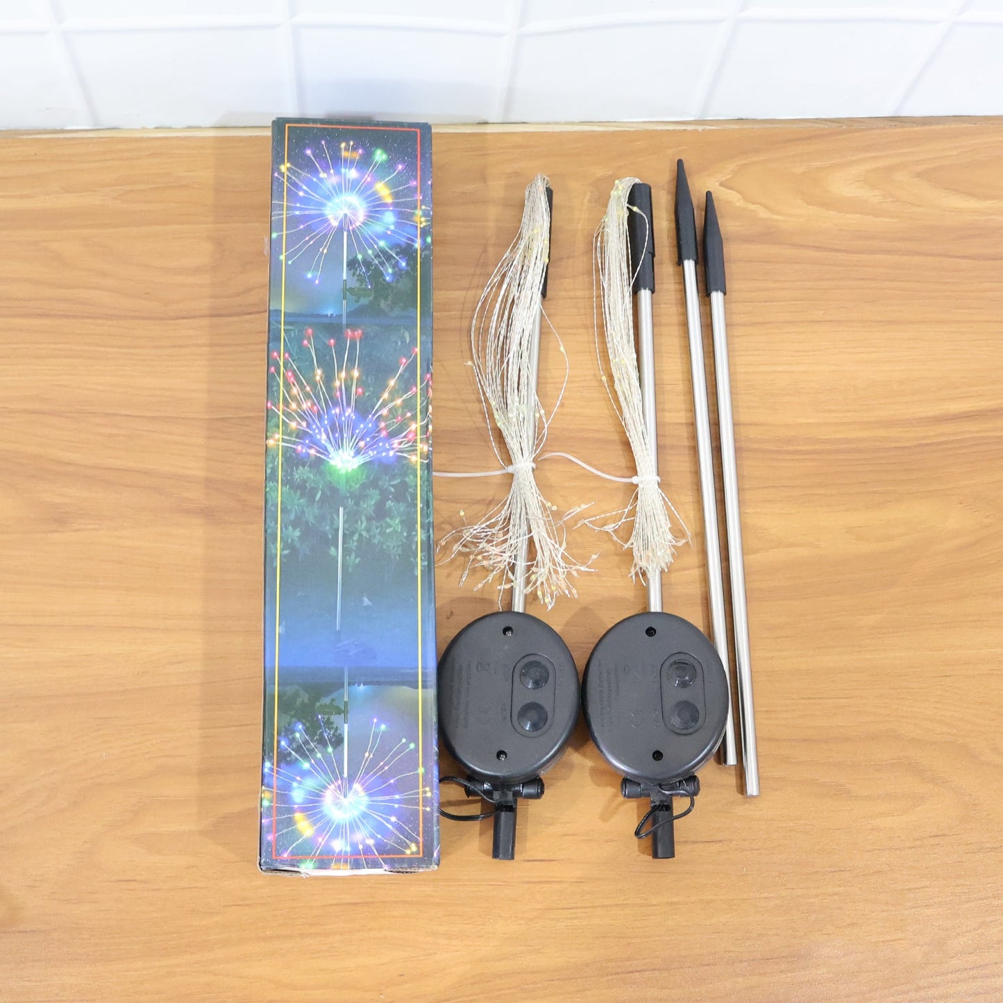 Festive outdoor setup showcasing solar warm white starburst garden lights