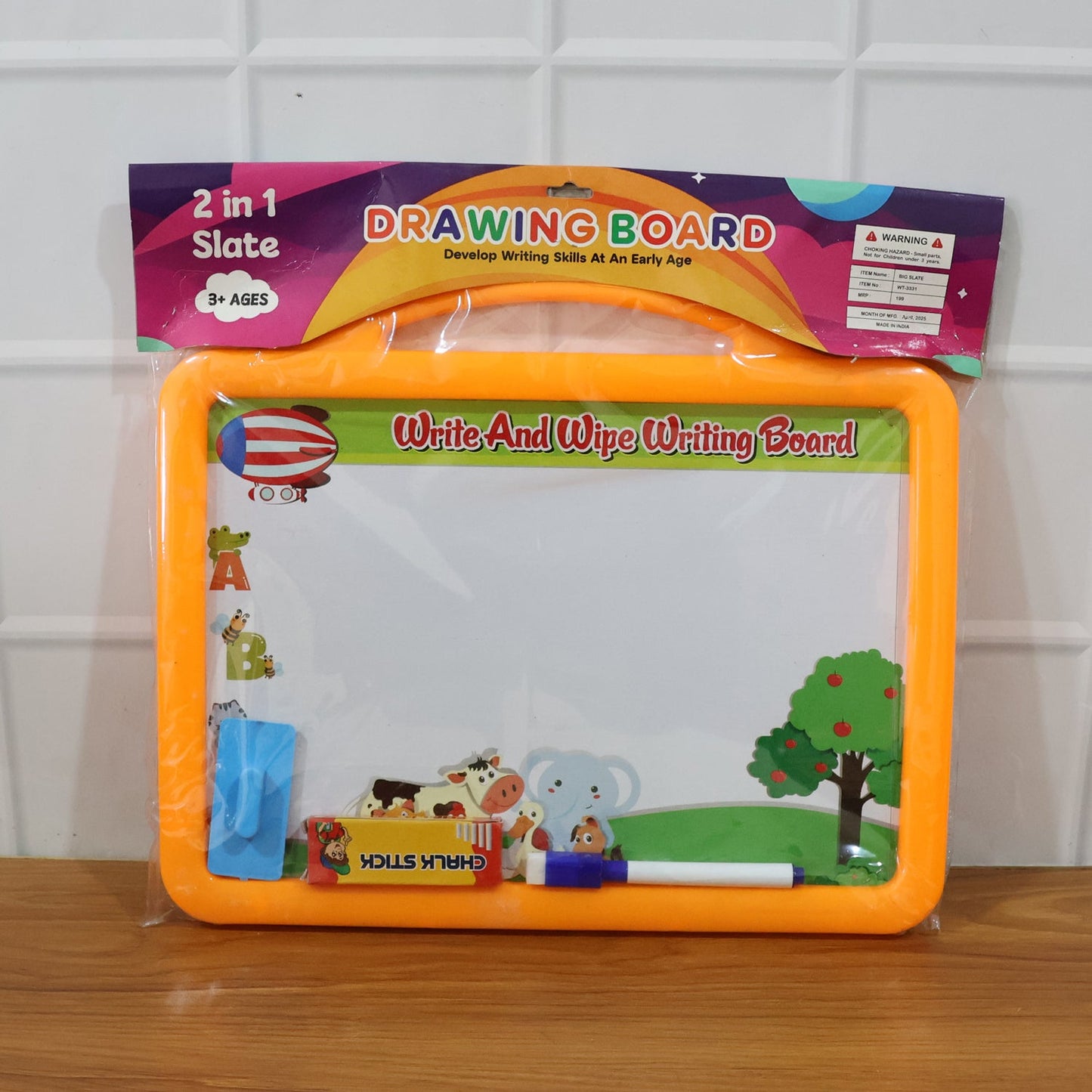 Kids using the 2-in-1 double-sided writing board set to practice writing and math skills
