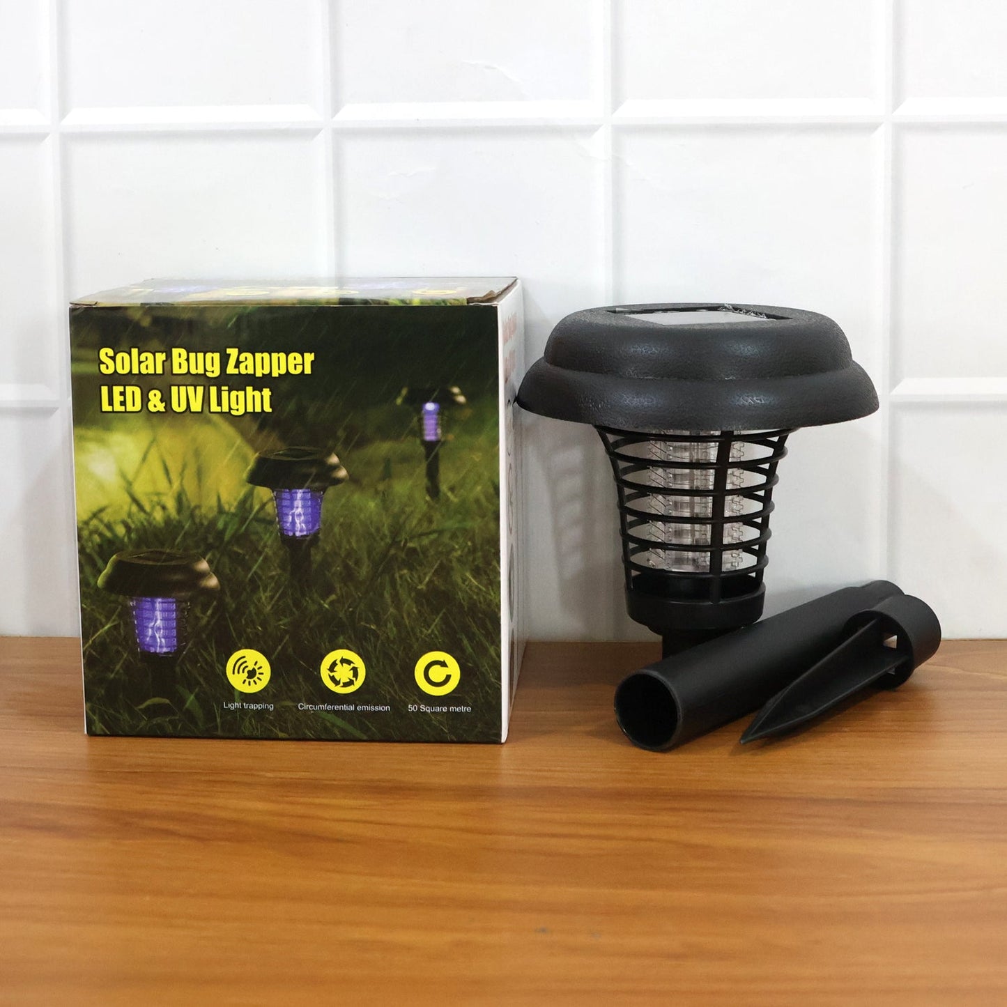 UV LED solar powered mosquito trap and bug zapper for yard
