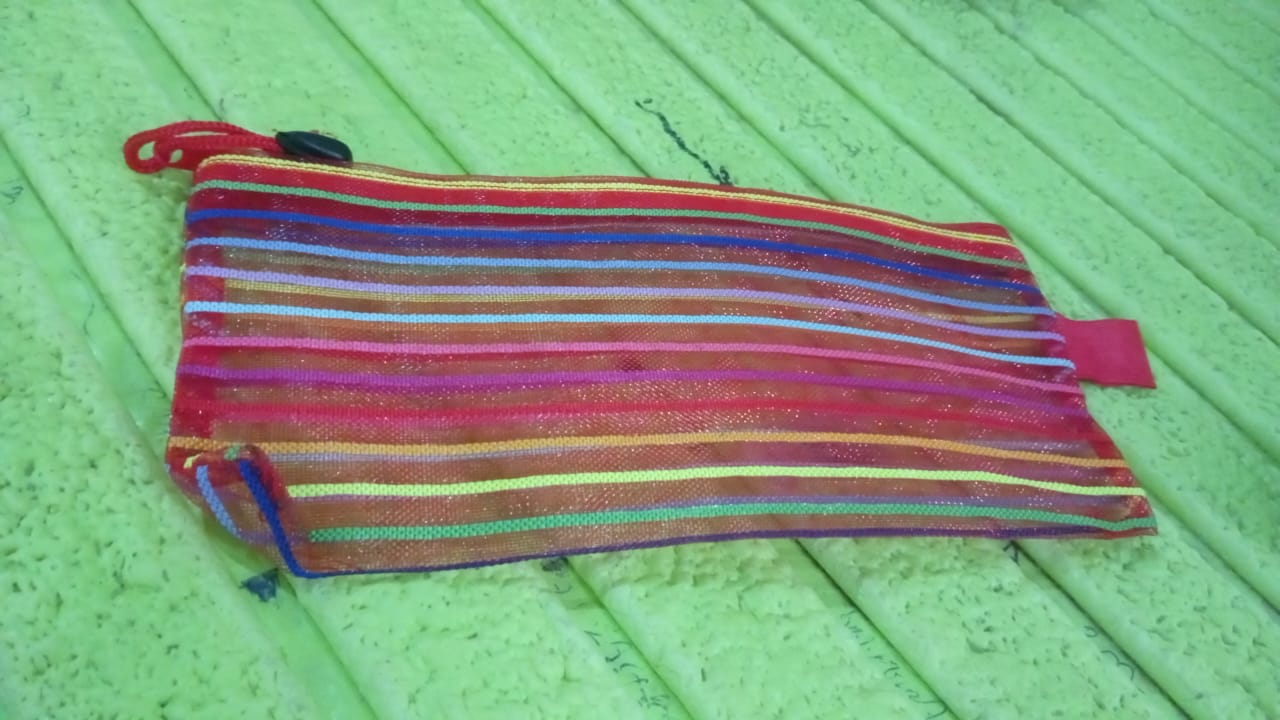 Compact transparent mesh pouch, perfect for travel organization and daily use.