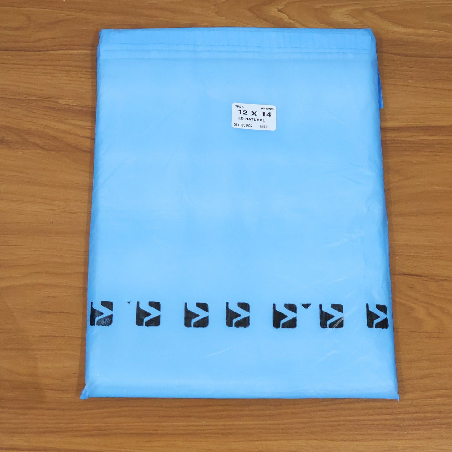 Close-up of self-adhesive courier polybag seal for tamper resistance