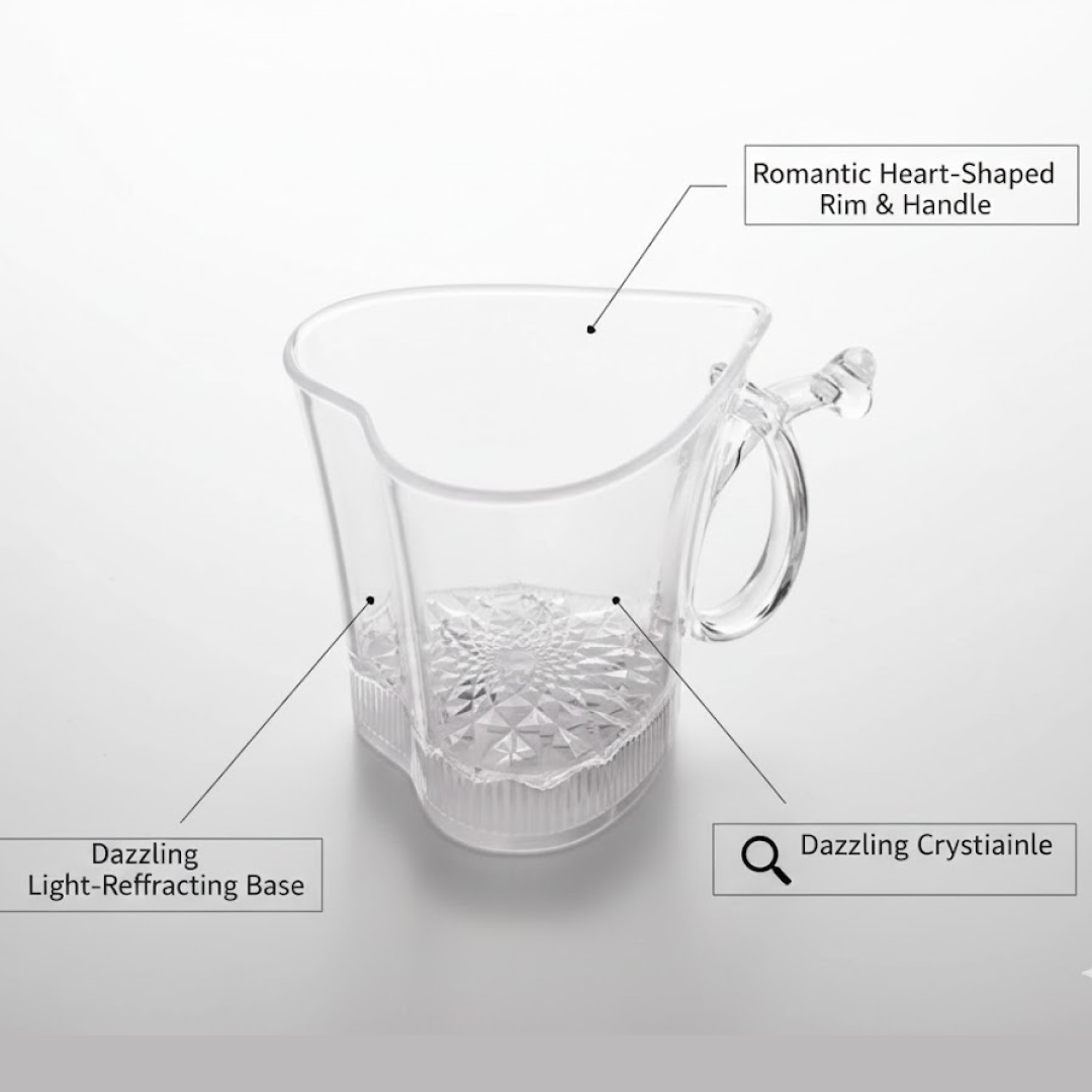 Top-down view of the LED Glass Cup, highlighting its heart design and liquid activation.