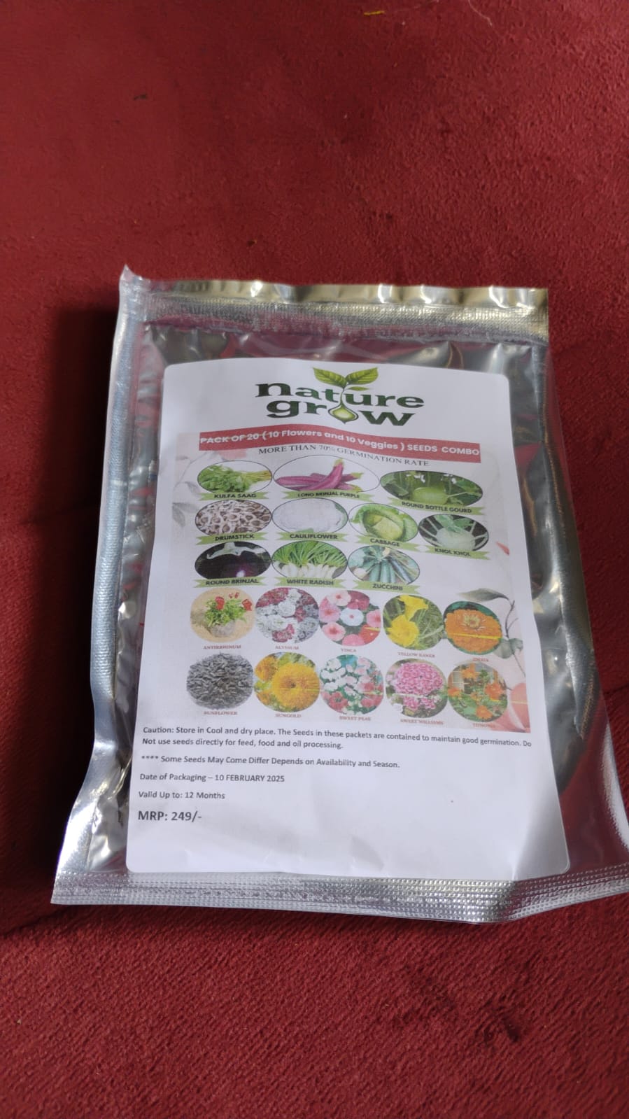 Seed Variety Display presenting colorful, assorted vegetable and flower seeds in a home gardening kit.