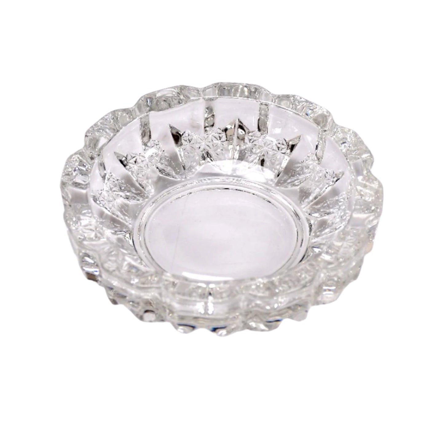 Versatile glass ashtray with multiple slots, suitable for both cigars and cigarettes.