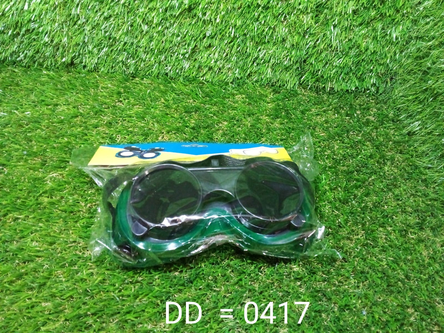 Front view of BoltForce dark green welding safety goggles, ready for heavy-duty tasks.