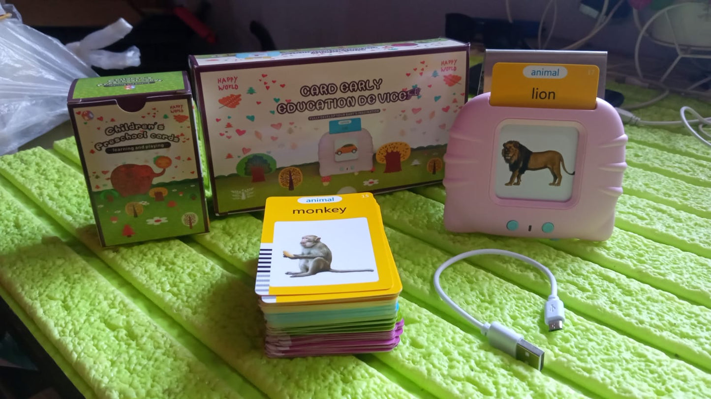 Complete set of the electric kids learning machine and educational flash cards.