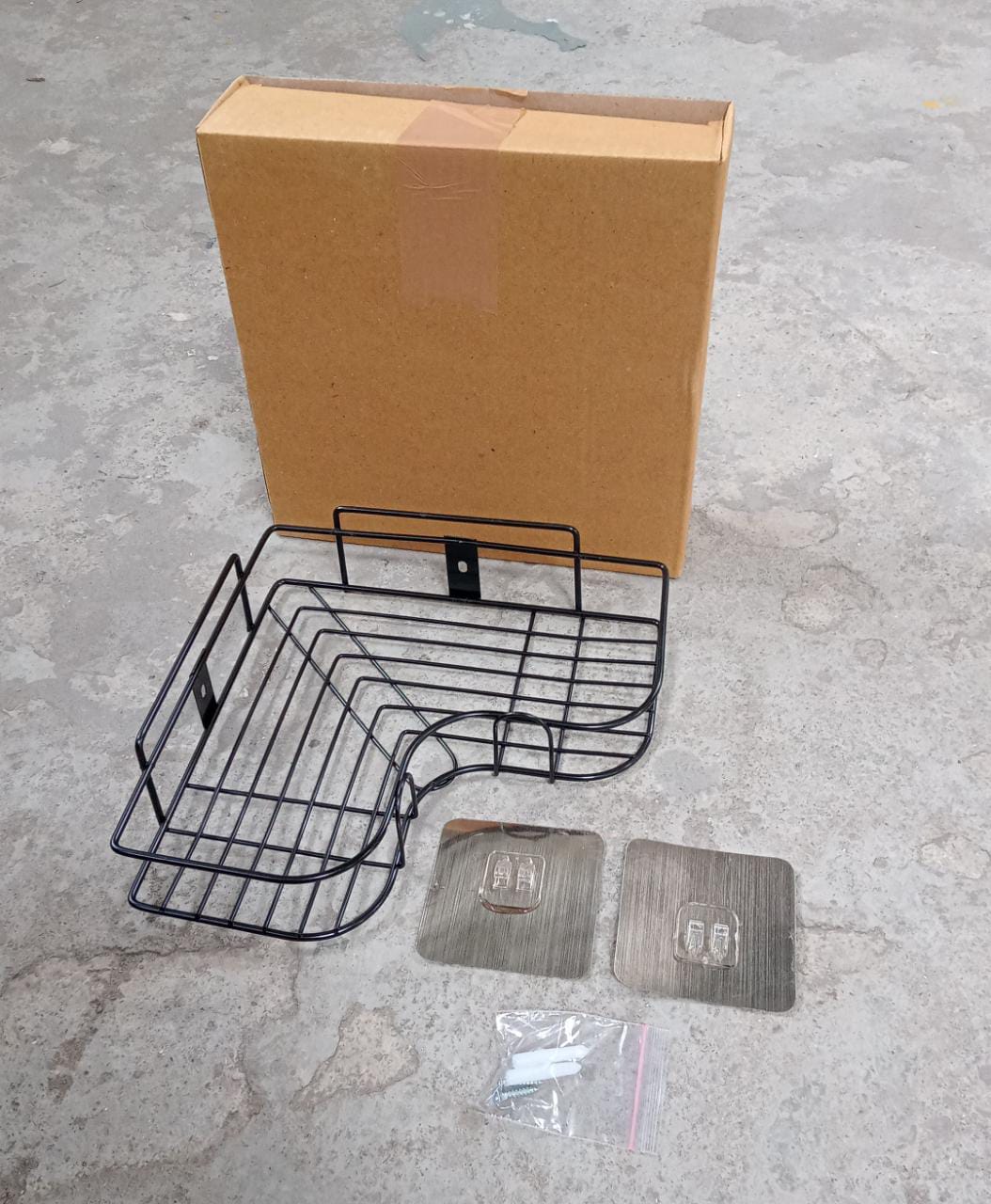 Multi-purpose corner shelf organiser providing extra storage space.