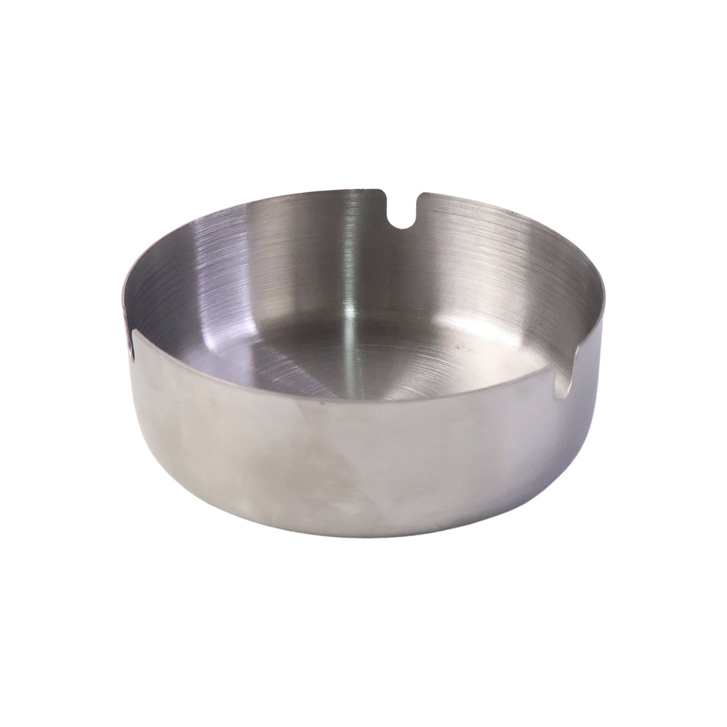 Top view of round tabletop cigarette ashtray with multiple slots