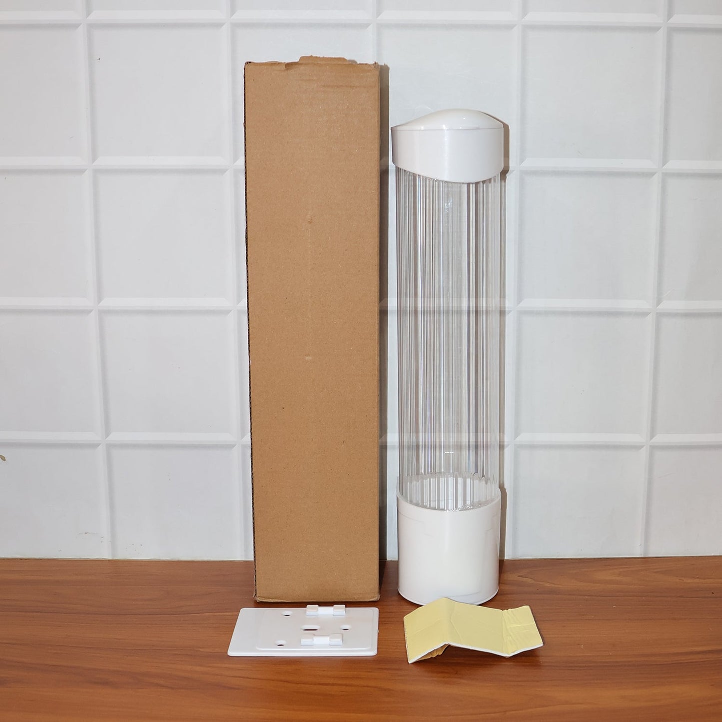 Transparent automatic paper cup dispenser with dustproof lid