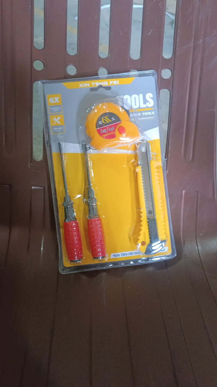 Portable and space-saving 4 in 1 hand tool kit for home repair and maintenance