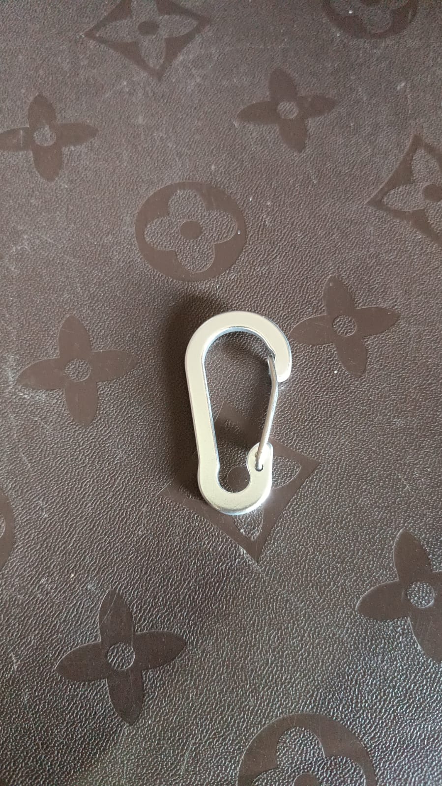 Close-up view of small snap hook clasp showing spring clip