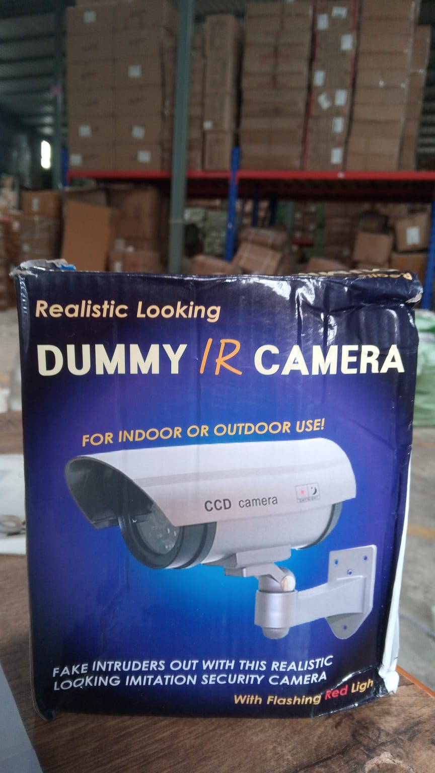 Angled view of the durable, weatherproof fake CCTV camera, ready for outdoor installation.
