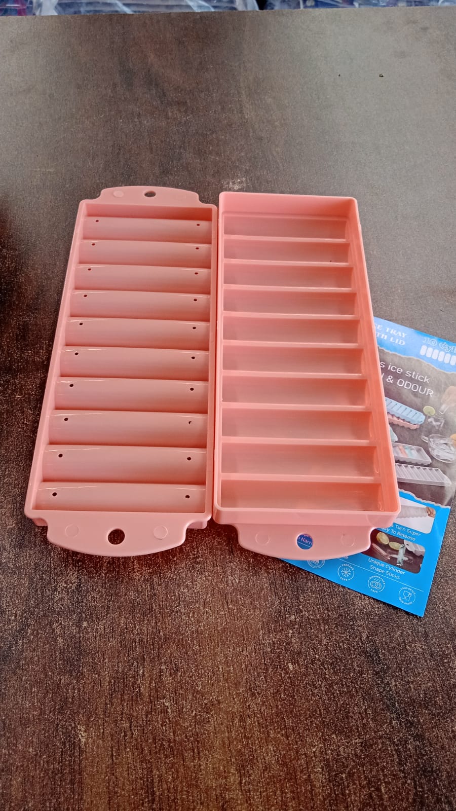Reusable plastic ice mold to make slim ice sticks