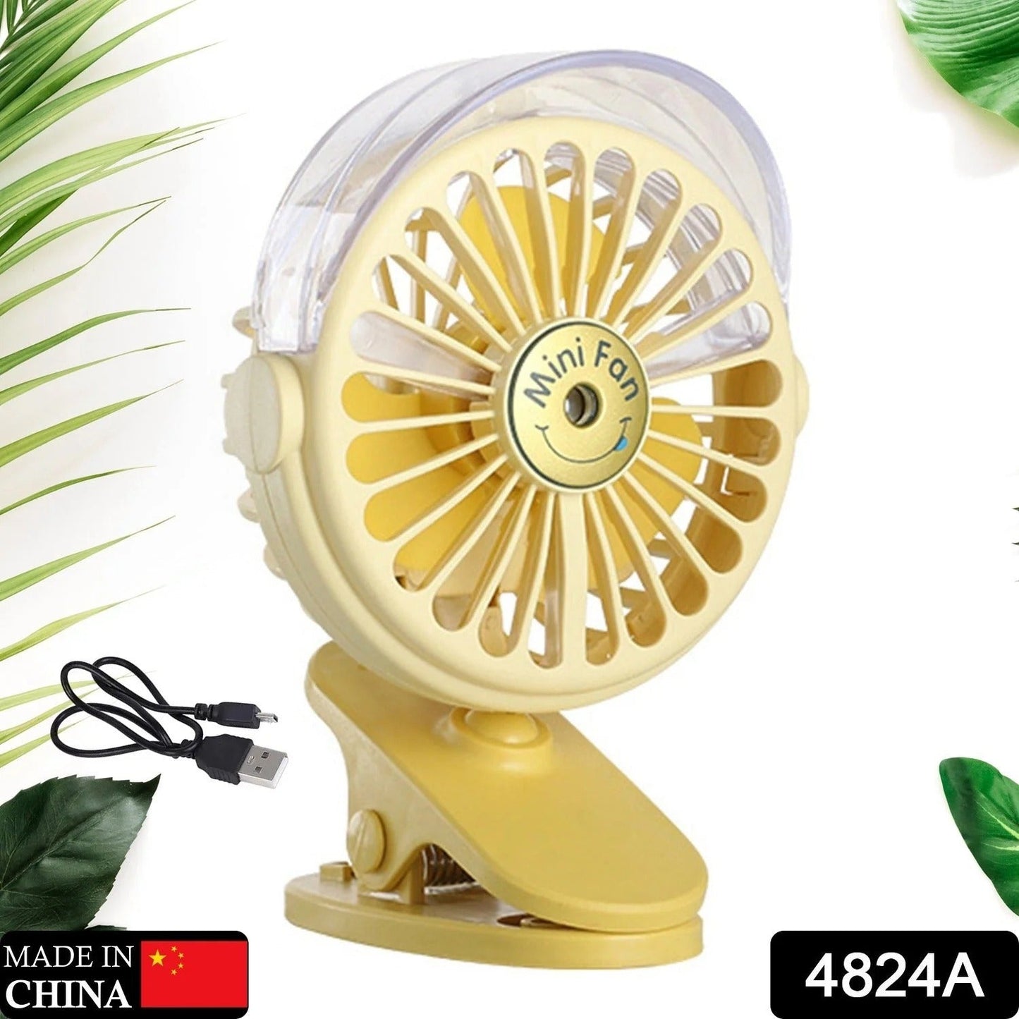 The portable Clip Desk Fan securely clipped onto a wooden table edge, showcasing its firm grip.