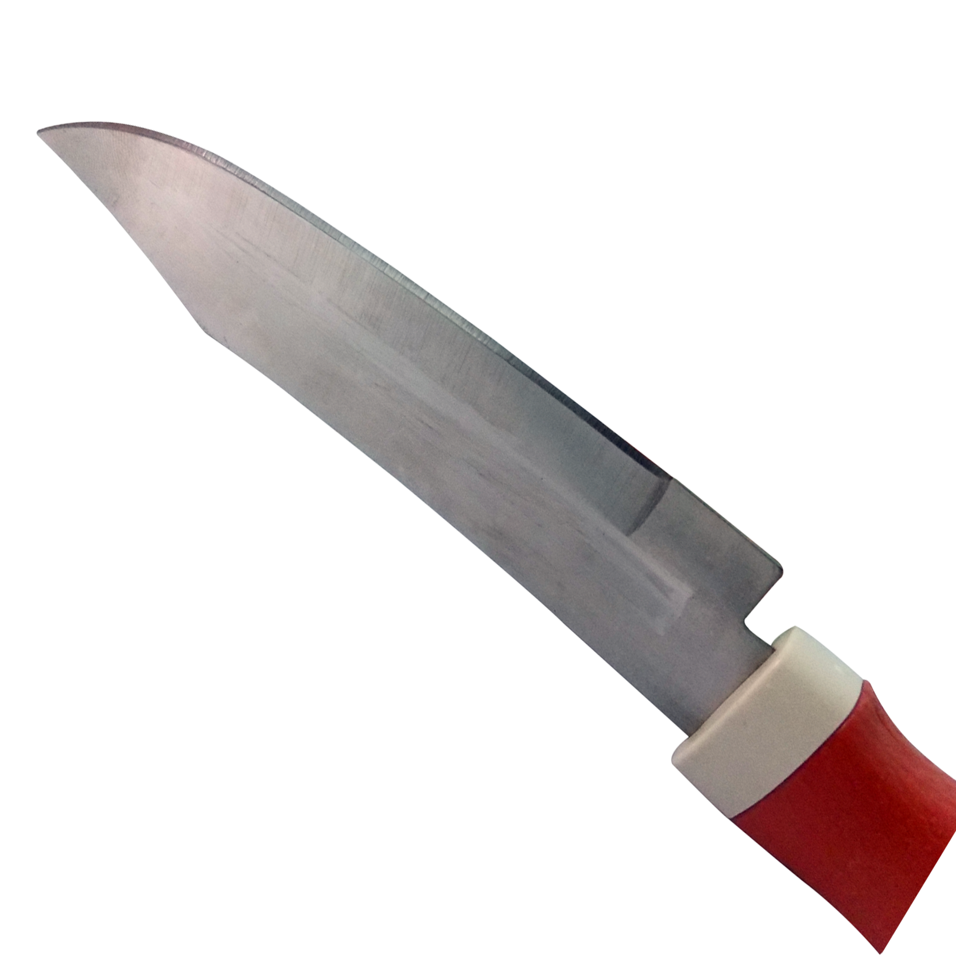 Small ceramic kitchen knife with a white blade and black protective cover for safe storage.