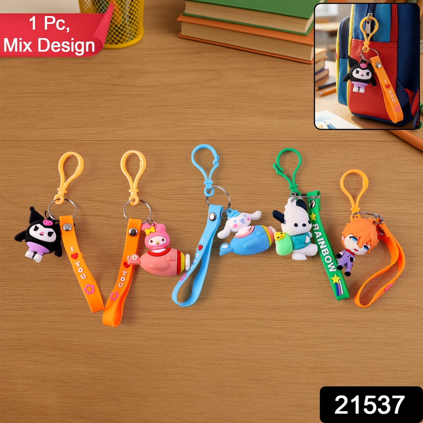 Colorful cartoon keychain designed for backpacks and keys