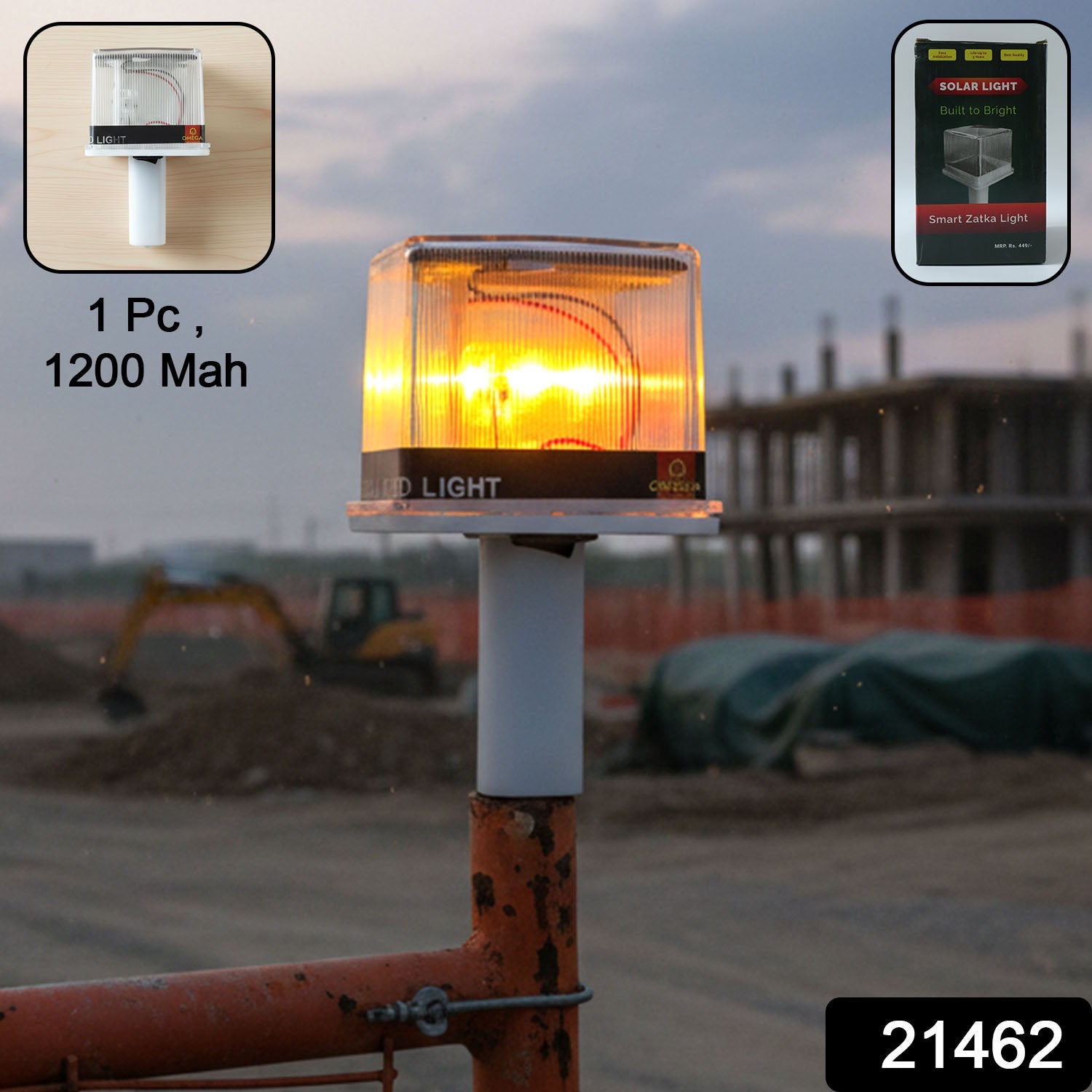 Solar powered flashing warning light for construction and traffic safety