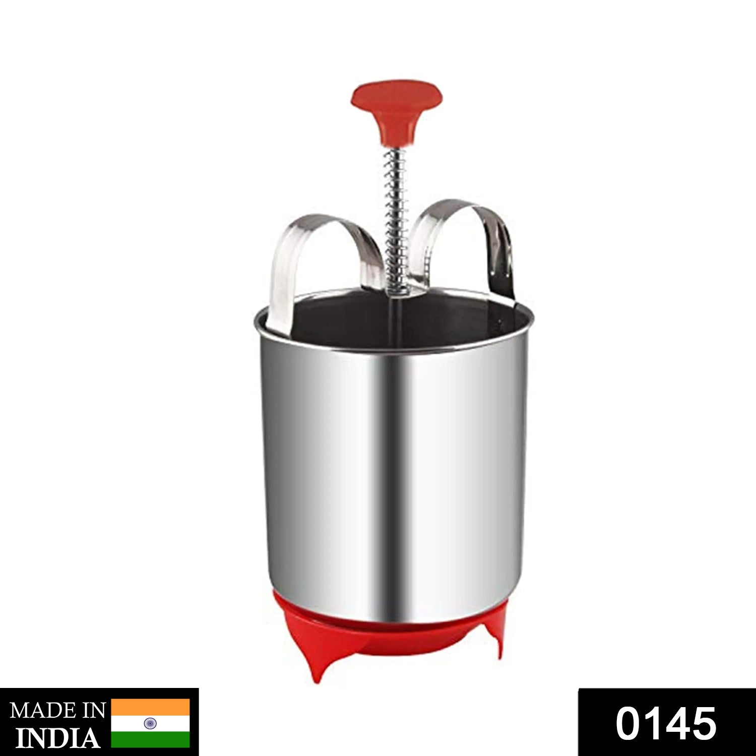 Stainless steel Medu Wada Maker with batter, ready to dispense perfectly shaped wadas.