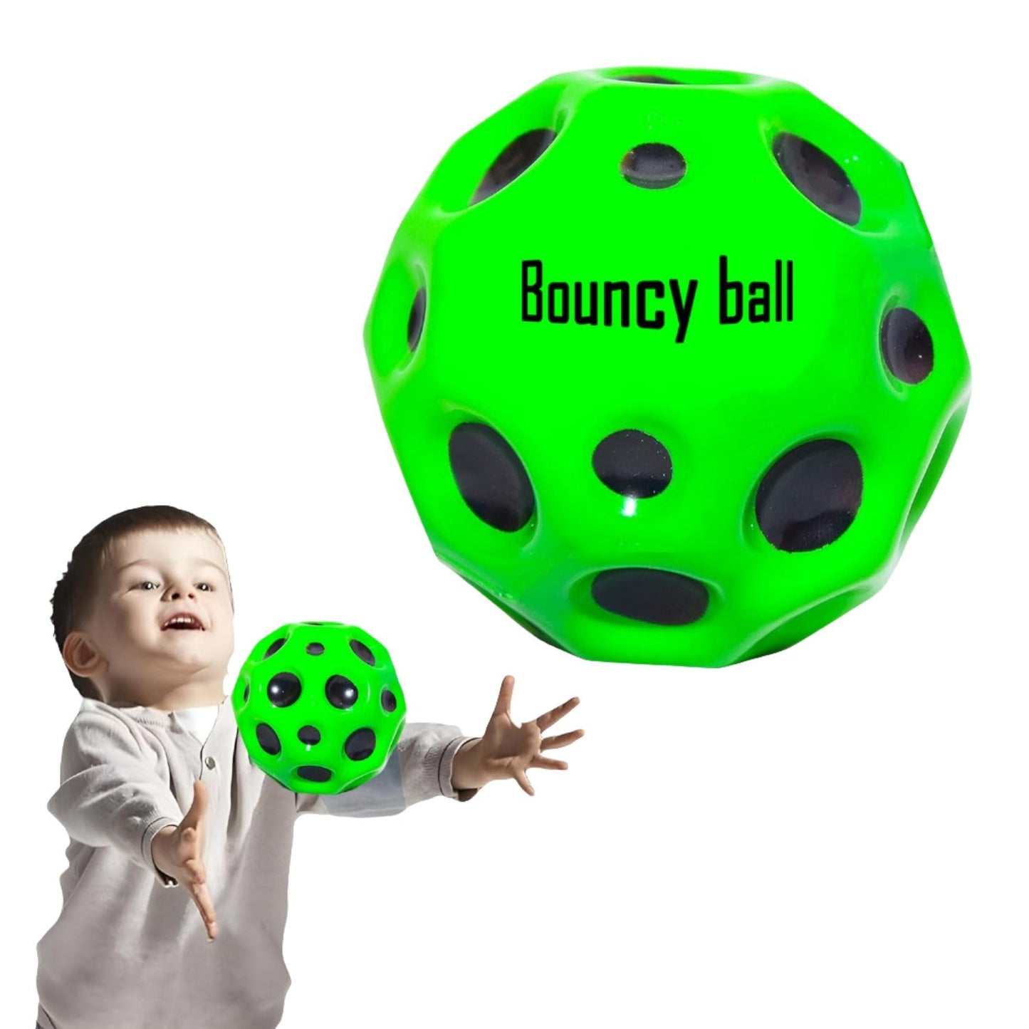Textured coral rubber bouncy ball designed for high-action play and improved coordination.