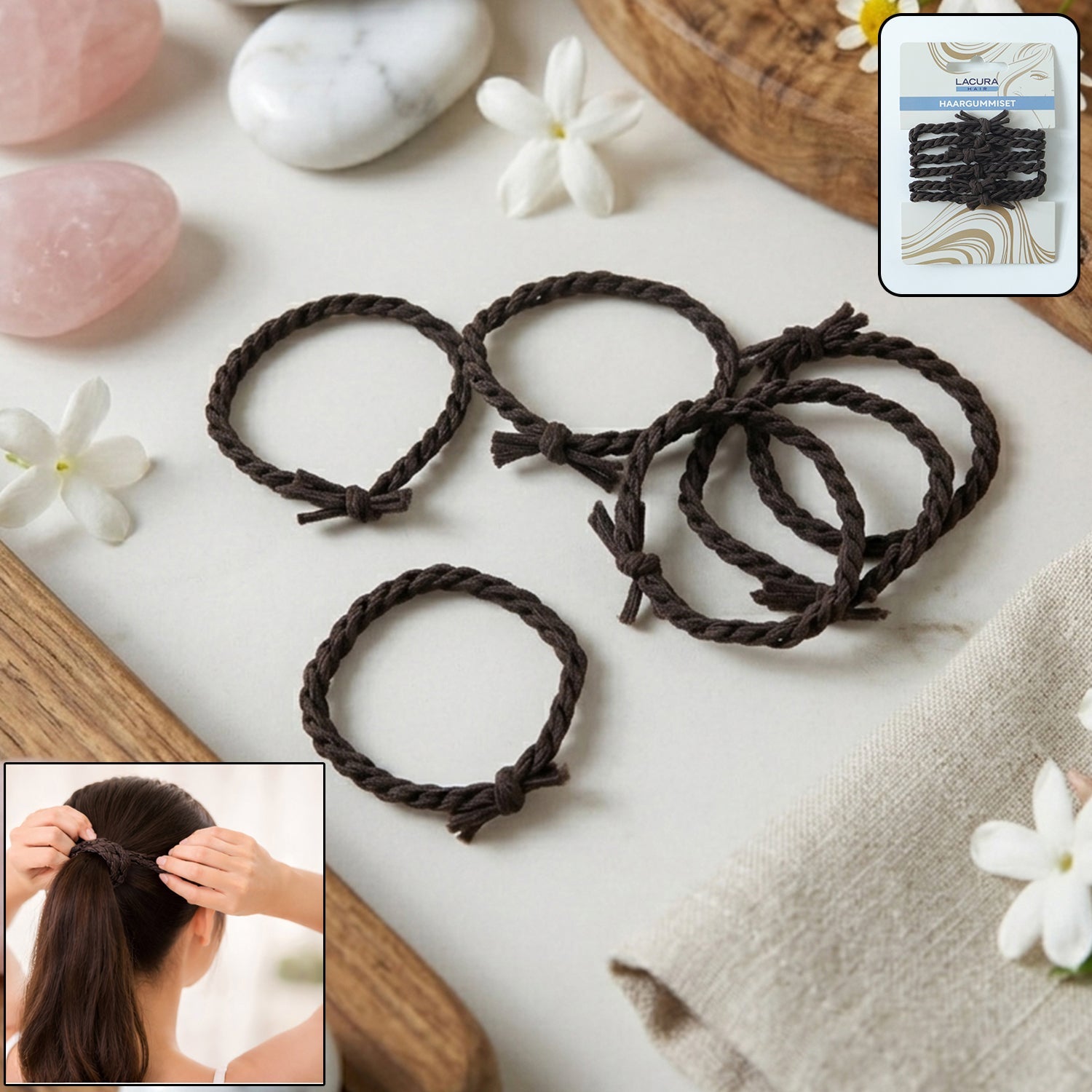 Braided elastic hair bands set with stretchable and durable design perfect for daily hair styling