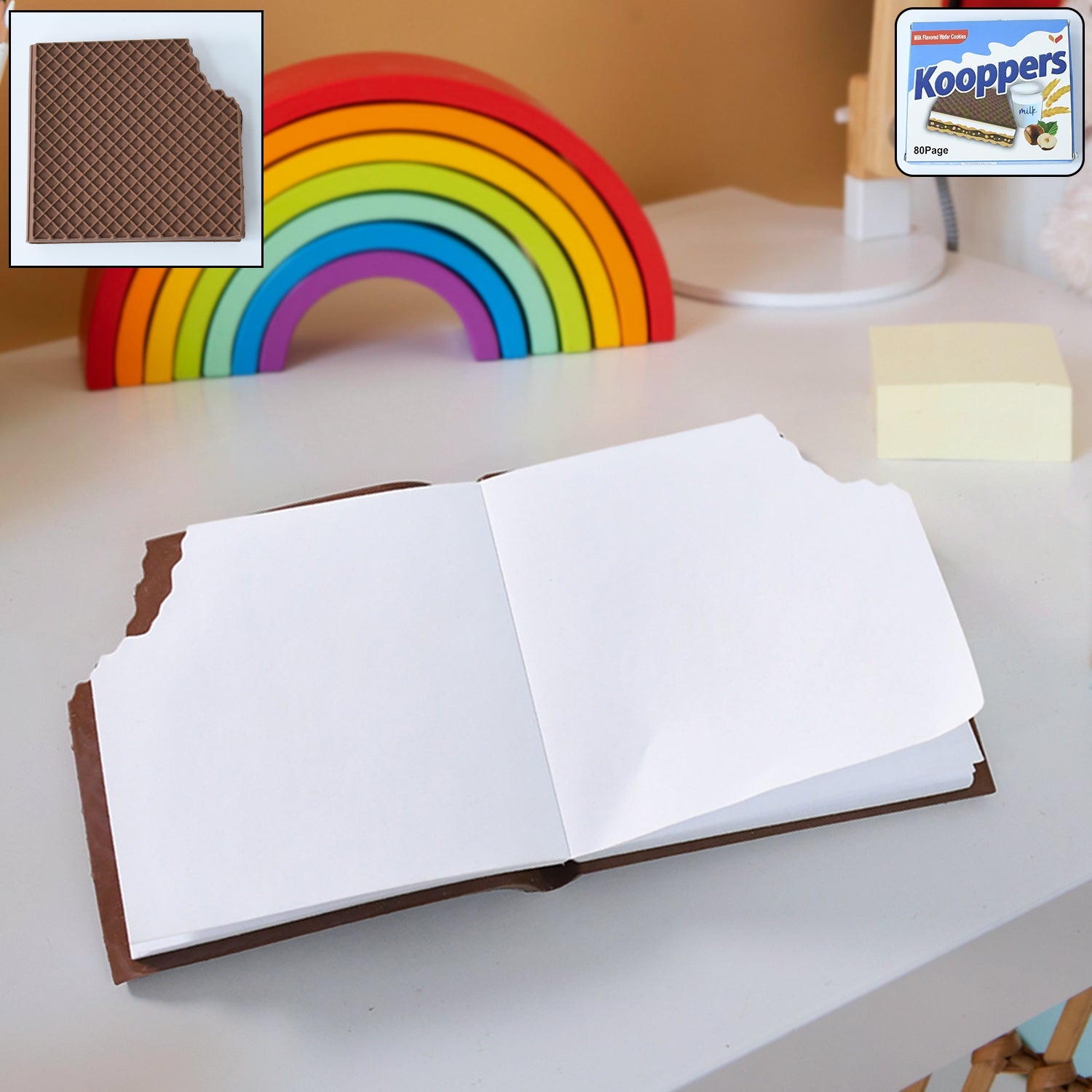 Stack of Chocolate Diary Notebooks, ideal for gifting or school supplies.