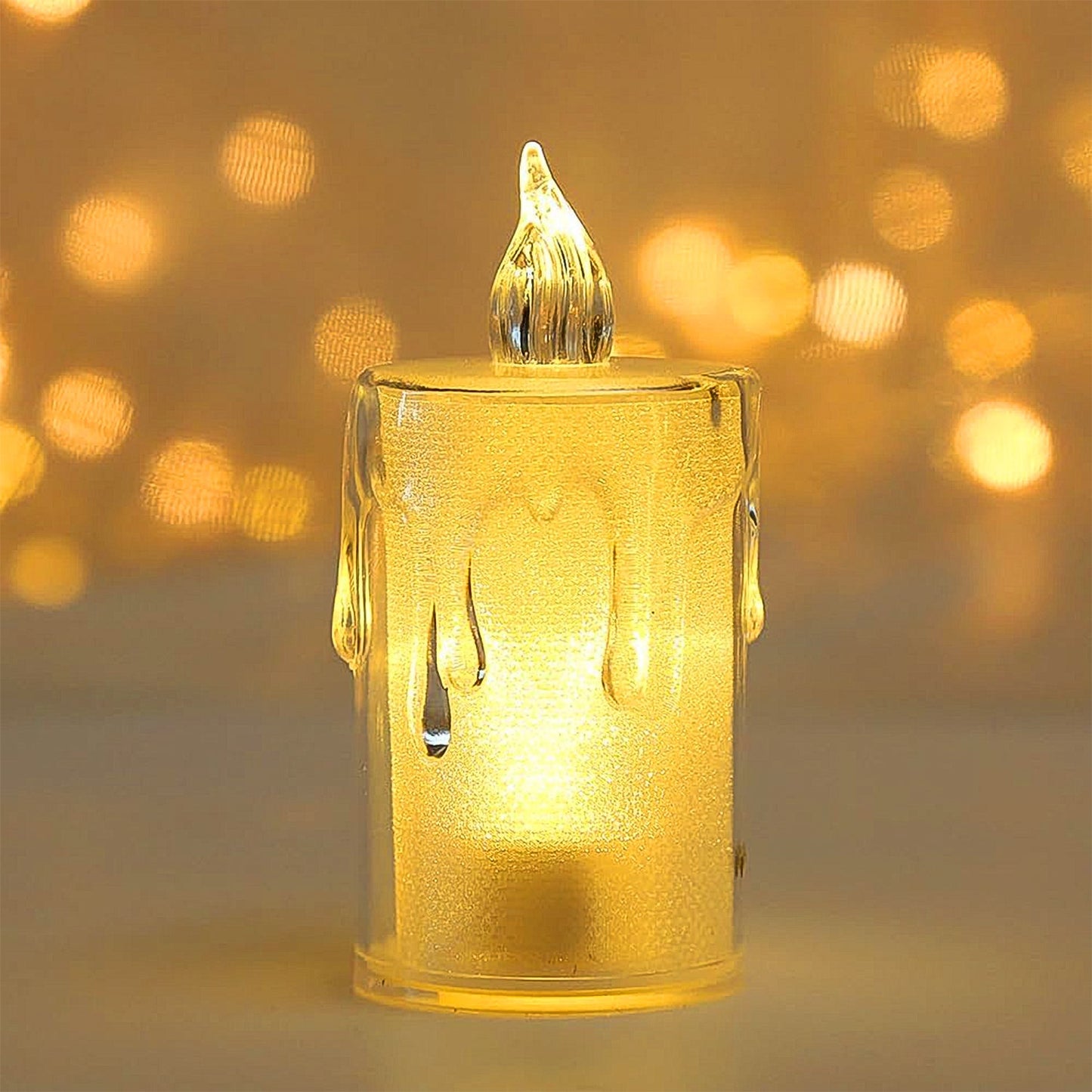 Diwali LED Candle with crystal glitter effect shimmering elegantly.
