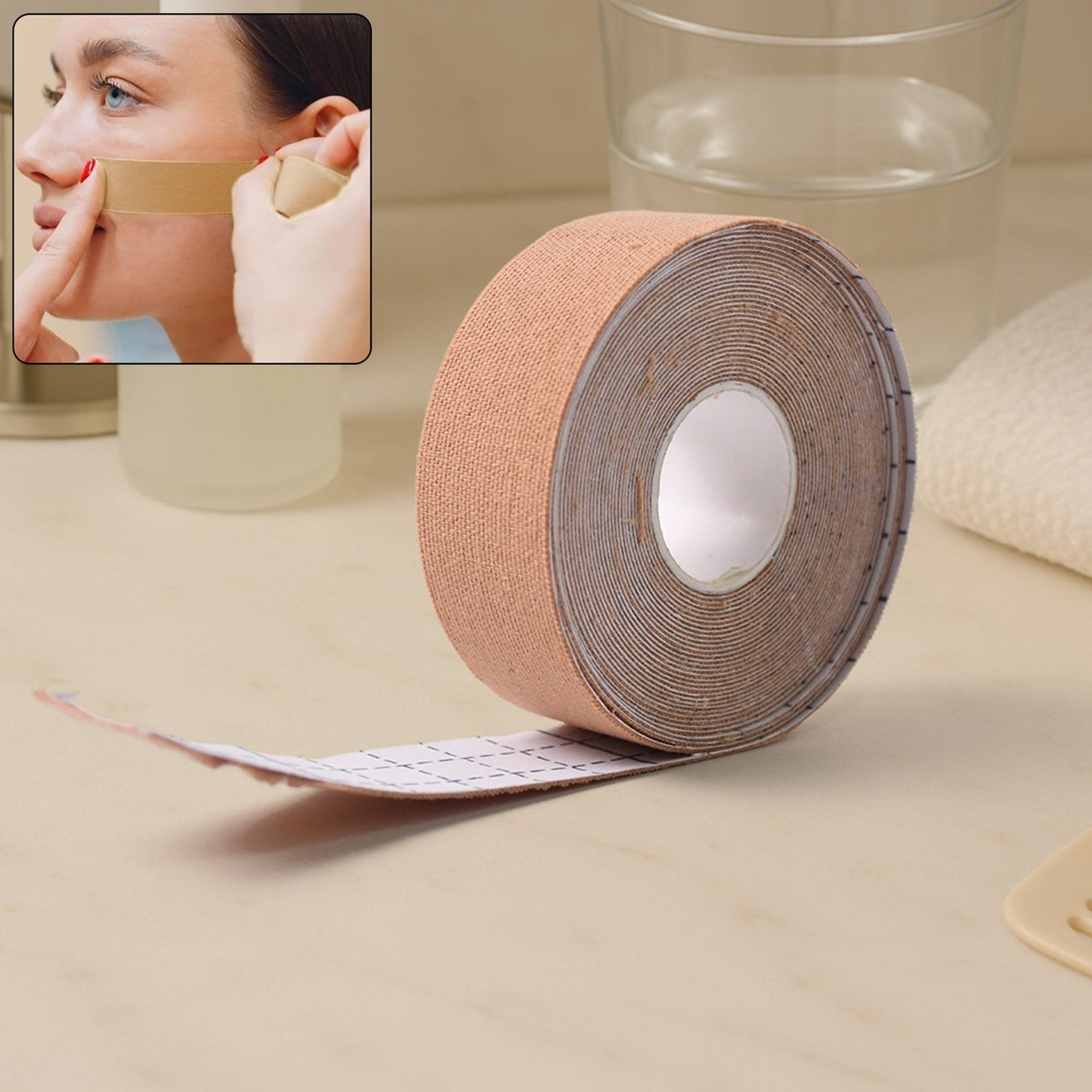 Box packaging for face lifting tape designed for natural skin firming and wrinkle reduction