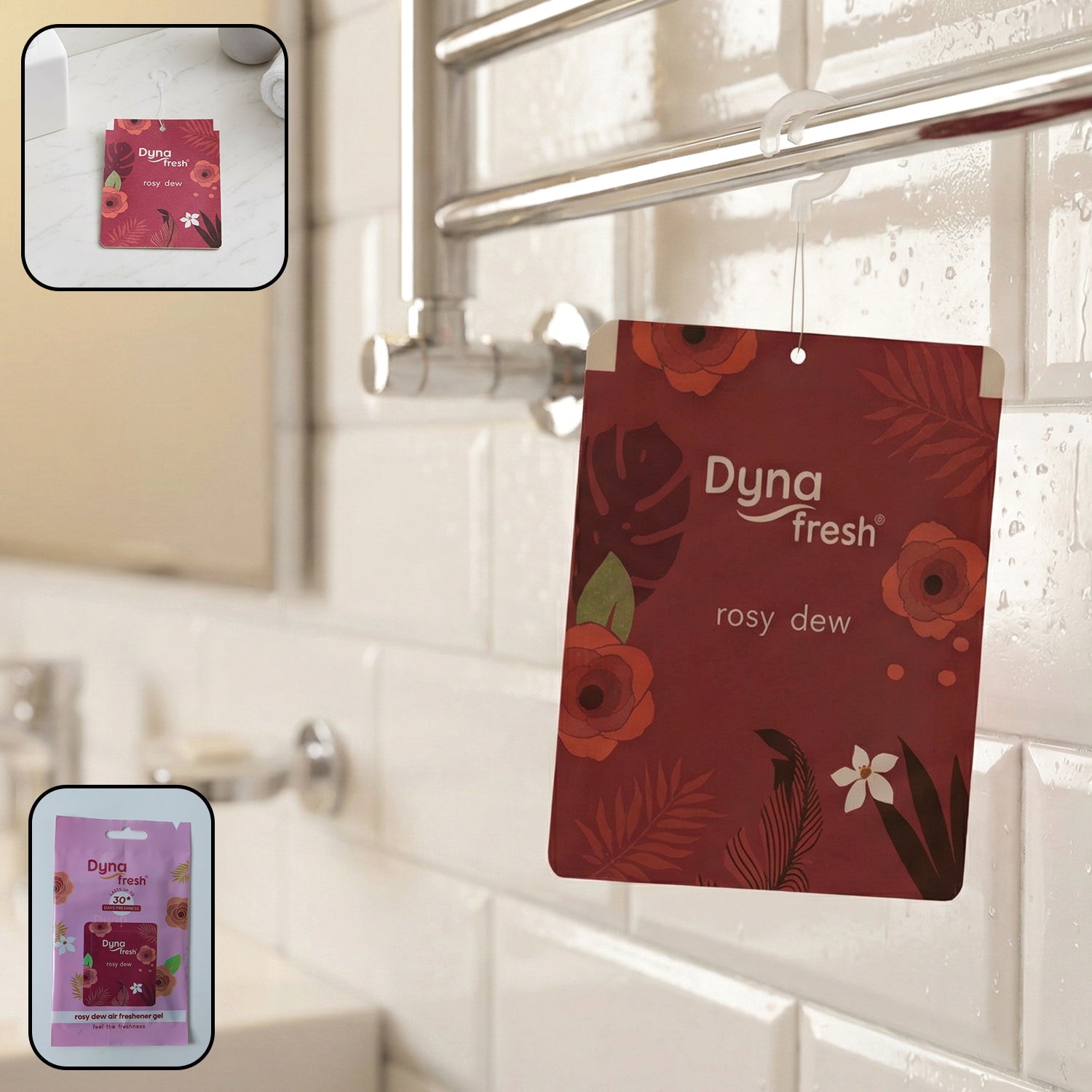 Dyna fresh rosy dew hanging air gel with floral fragrance