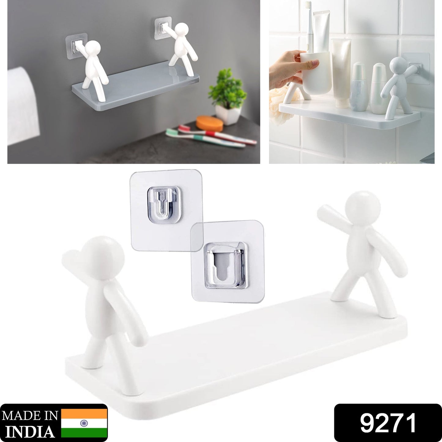 Stylish floating wall shelf mounted on a light-colored wall, perfect for home decor.
