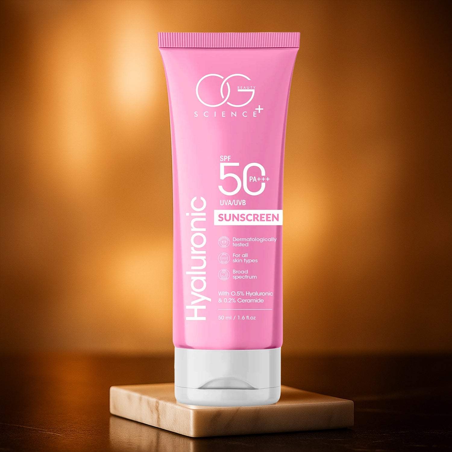 Hyaluronic Sunscreen SPF 50 tube with hydrating formula