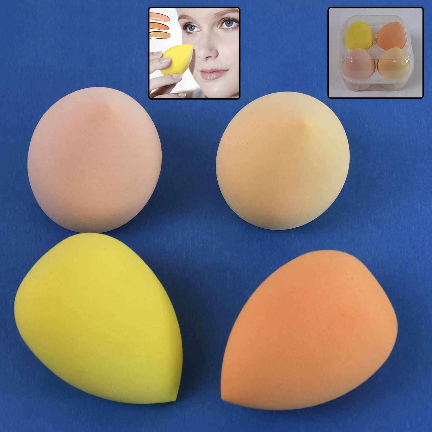 Set of soft makeup sponges for flawless application of foundation and powder
