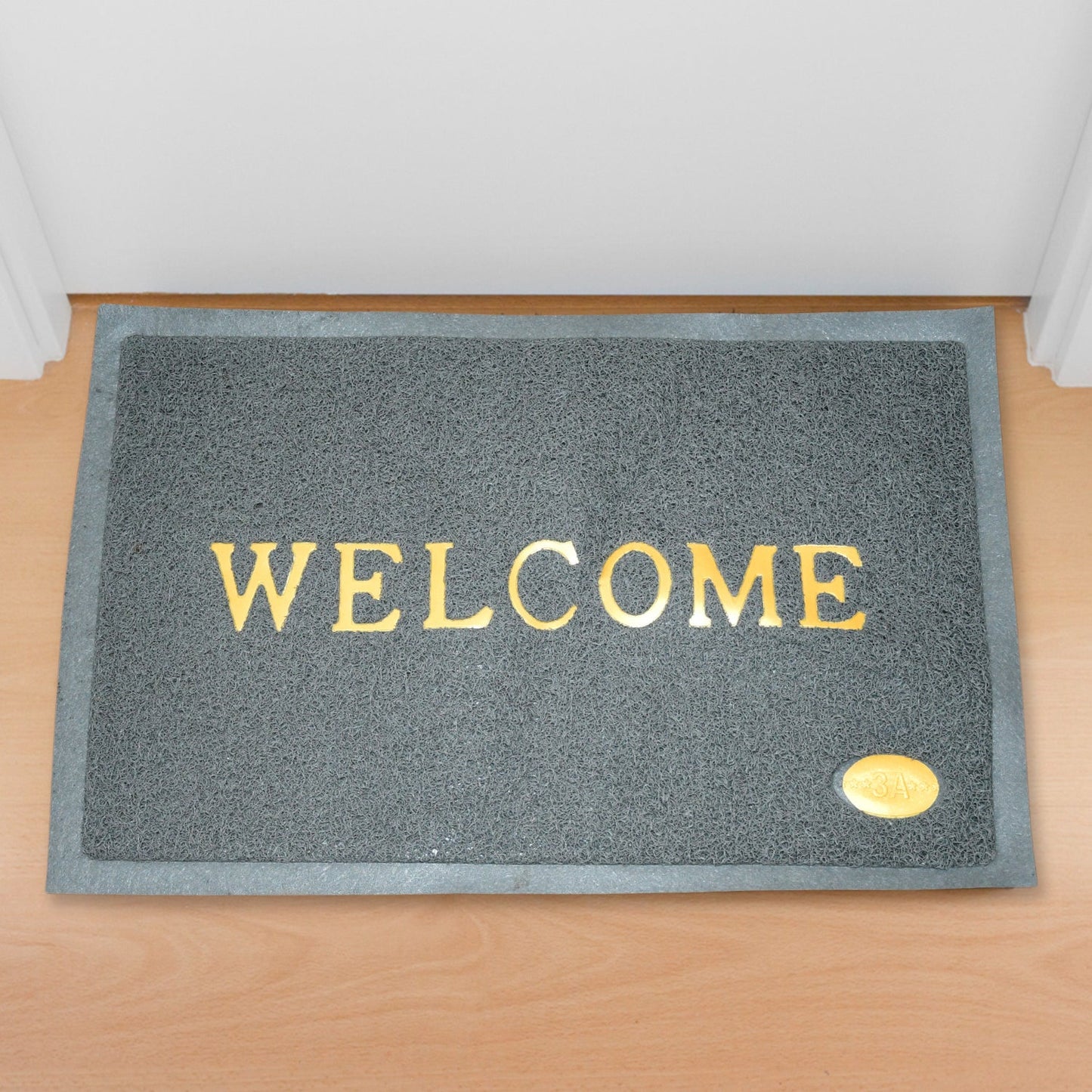 A stylish Welcome Door Mat in a neutral tone, designed for Indian home entrances.