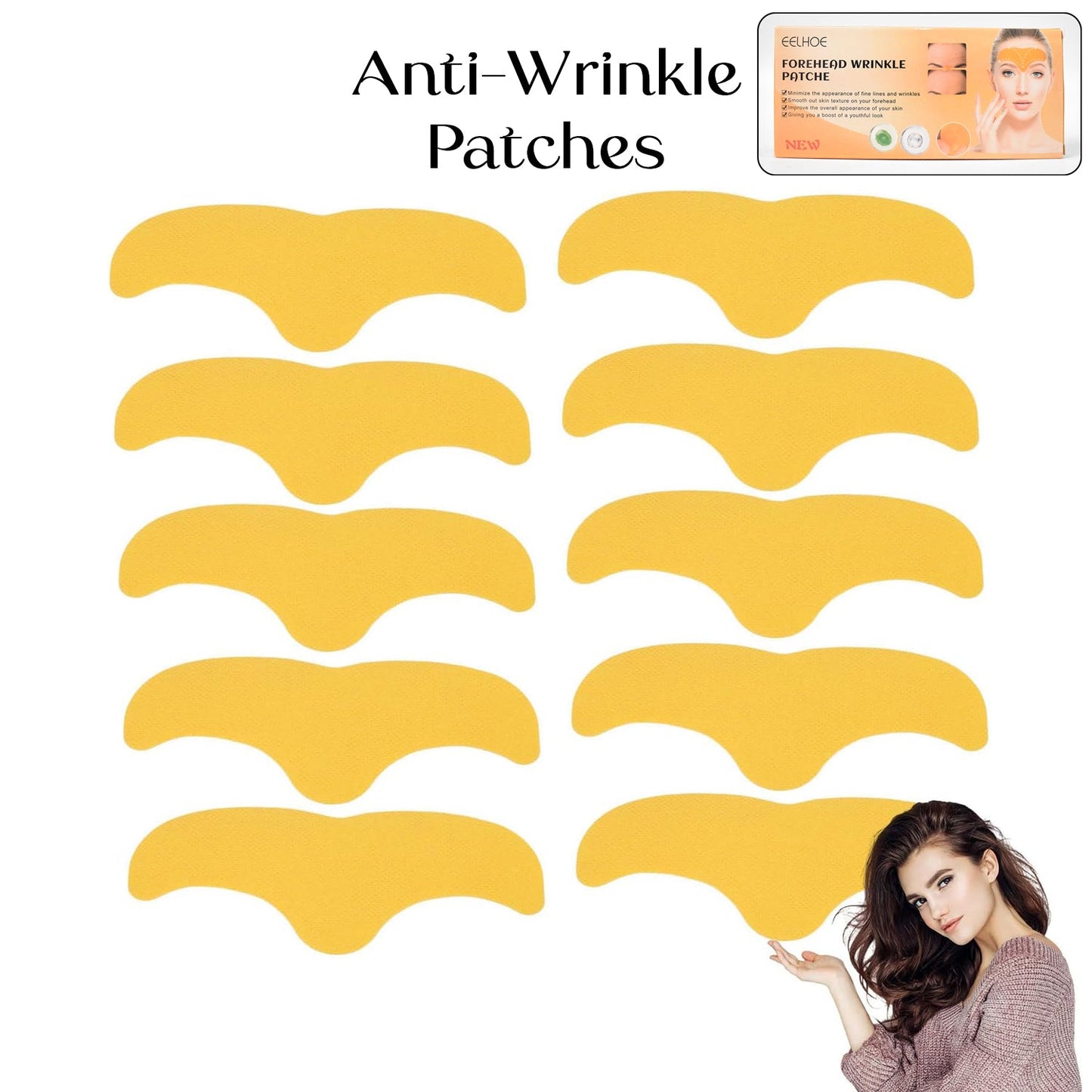 Close-up view of a clear, breathable gel Forehead Wrinkle Patch.