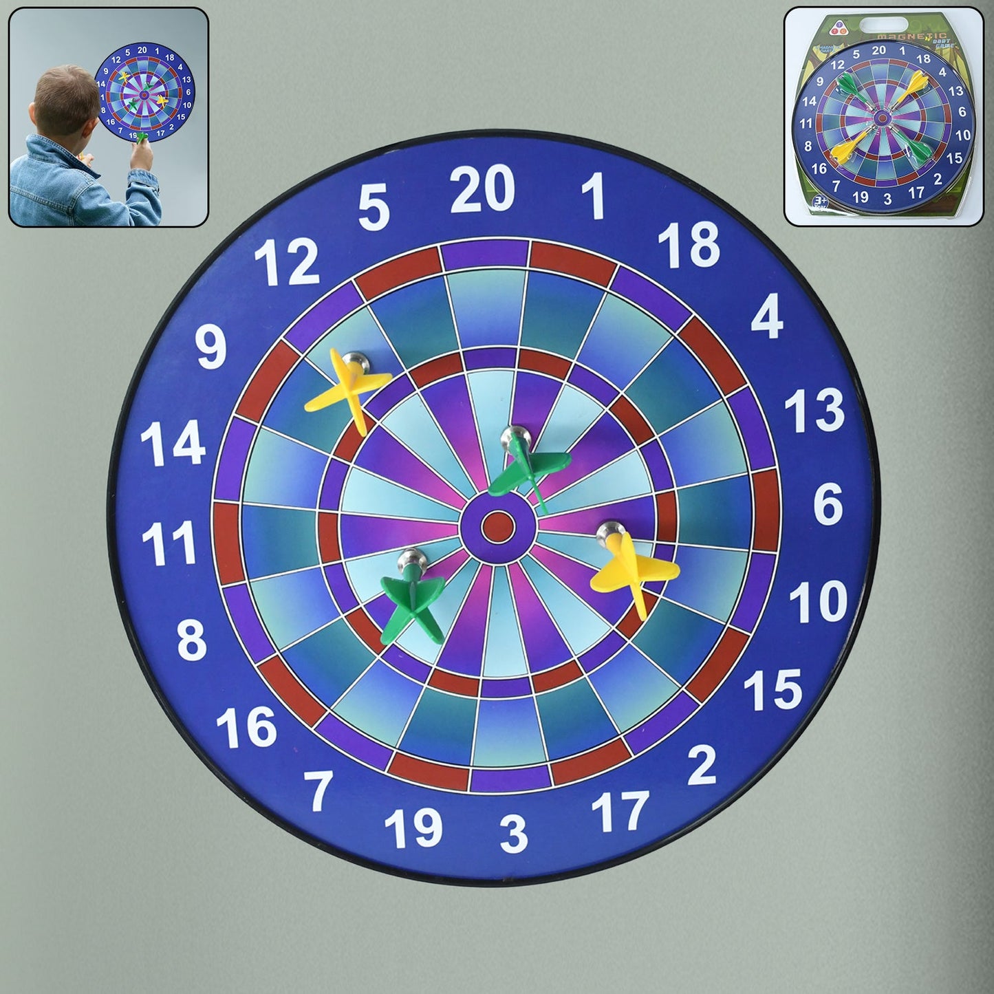 Colorful magnetic dartboard game set for safe indoor play