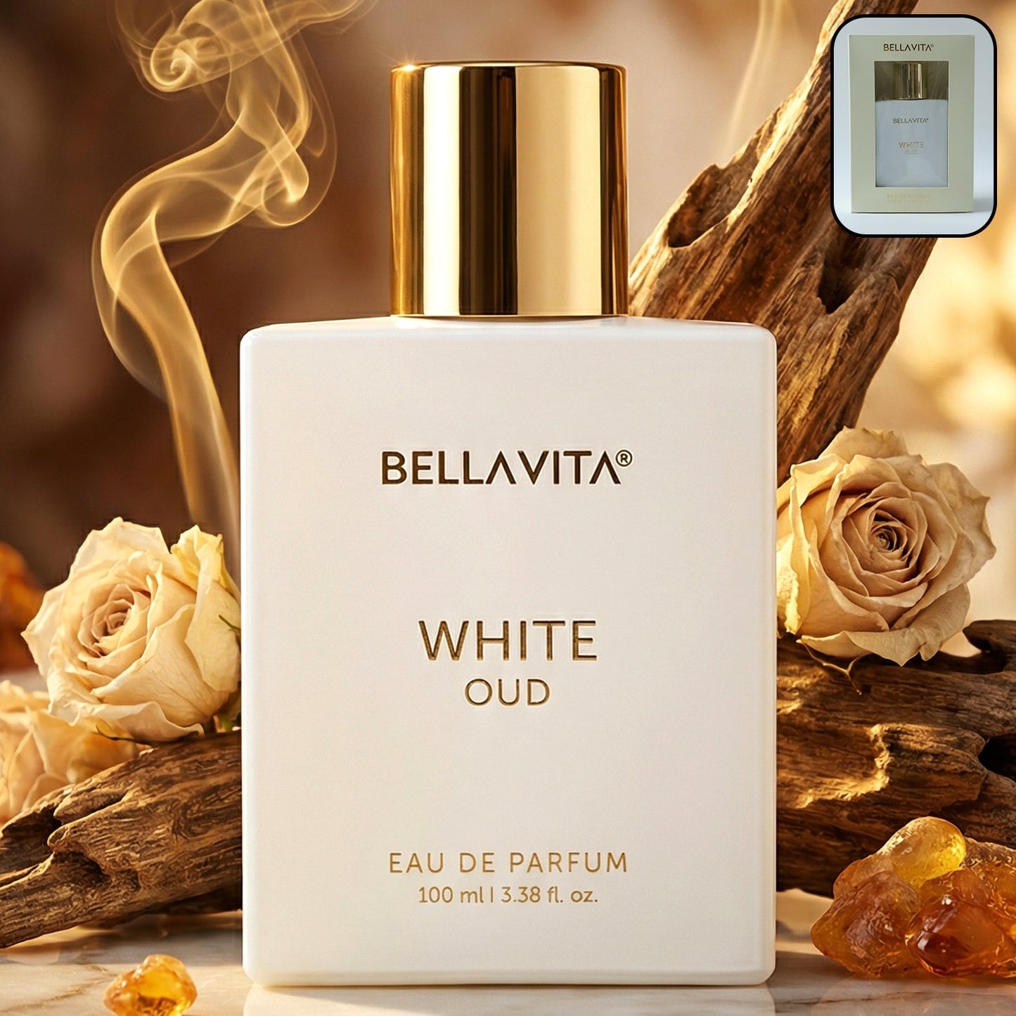 Bellavita White Oud perfume bottle with elegant design