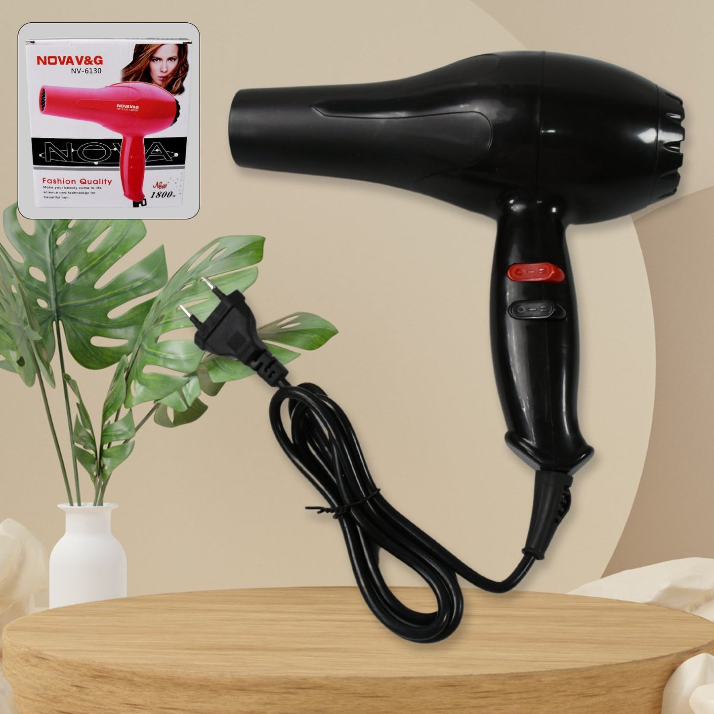 Woman styling her hair with the multi-purpose professional hair dryer.