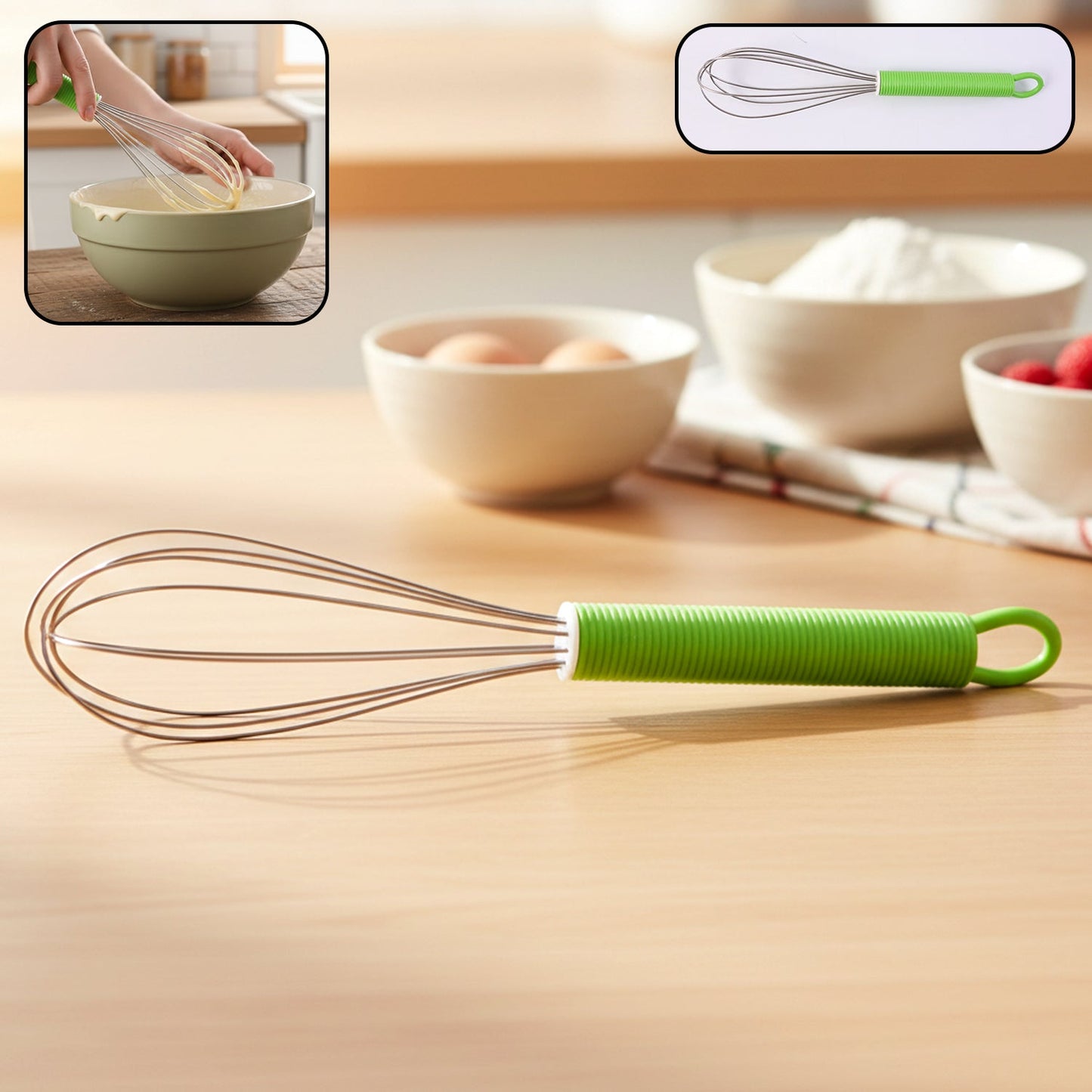 Multipurpose kitchen whisk with ergonomic handle for mixing