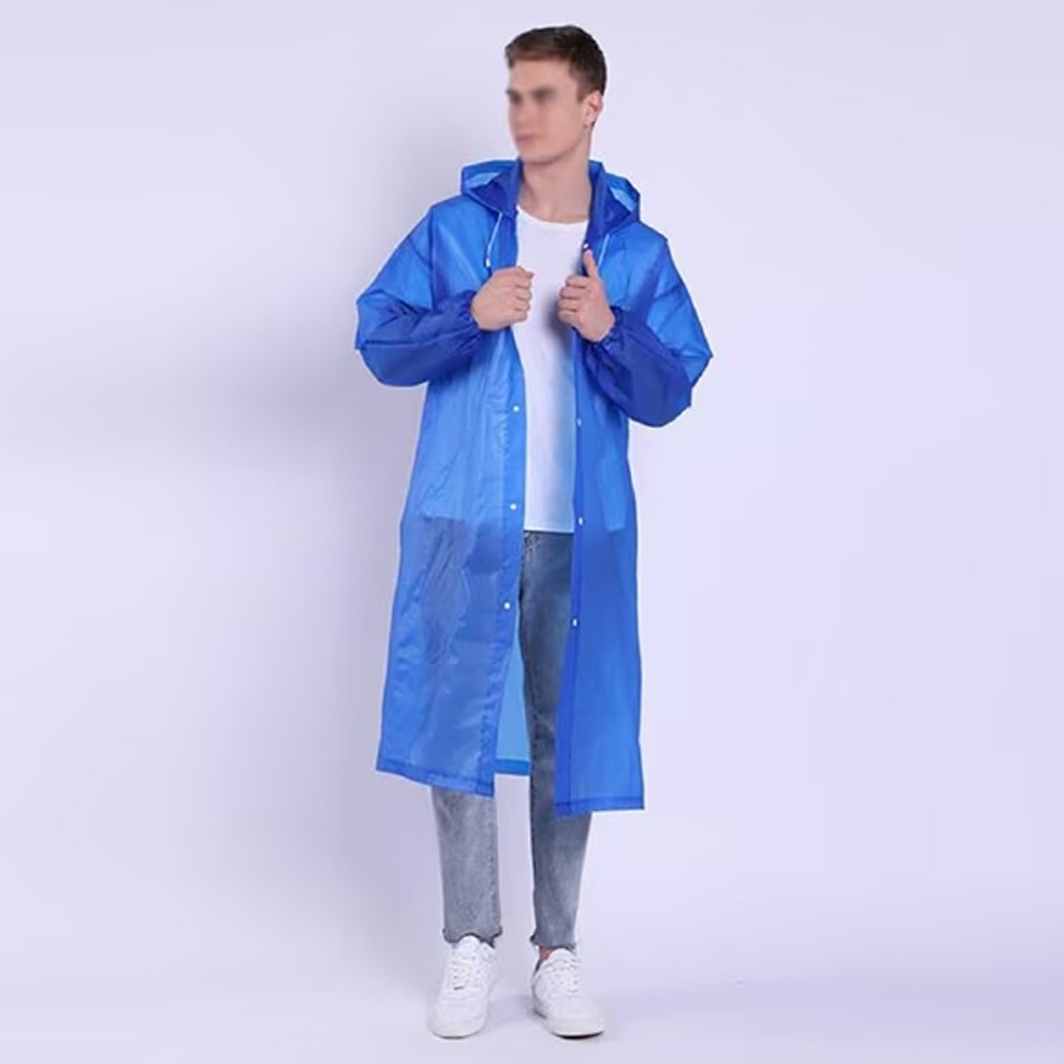 Young boy in a durable waterproof EVA rain suit, ready for playful outdoor adventures.