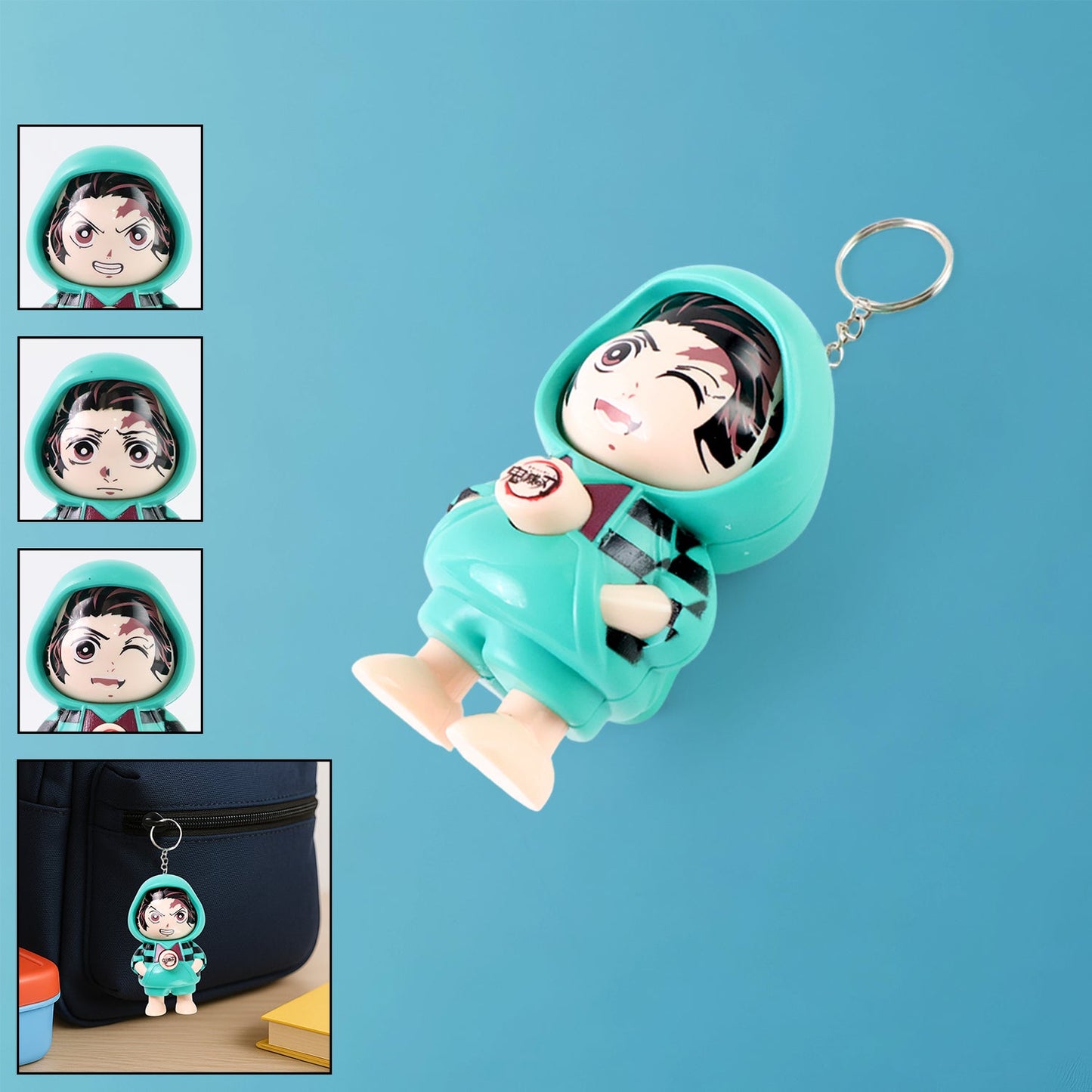 Cartoon character keychain with cute face and durable PVC