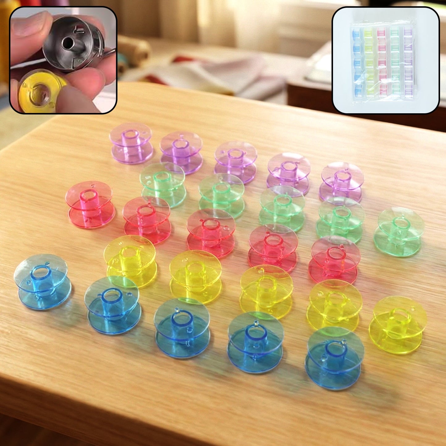 25 piece Doris roller sewing machine bobbin set in plastic